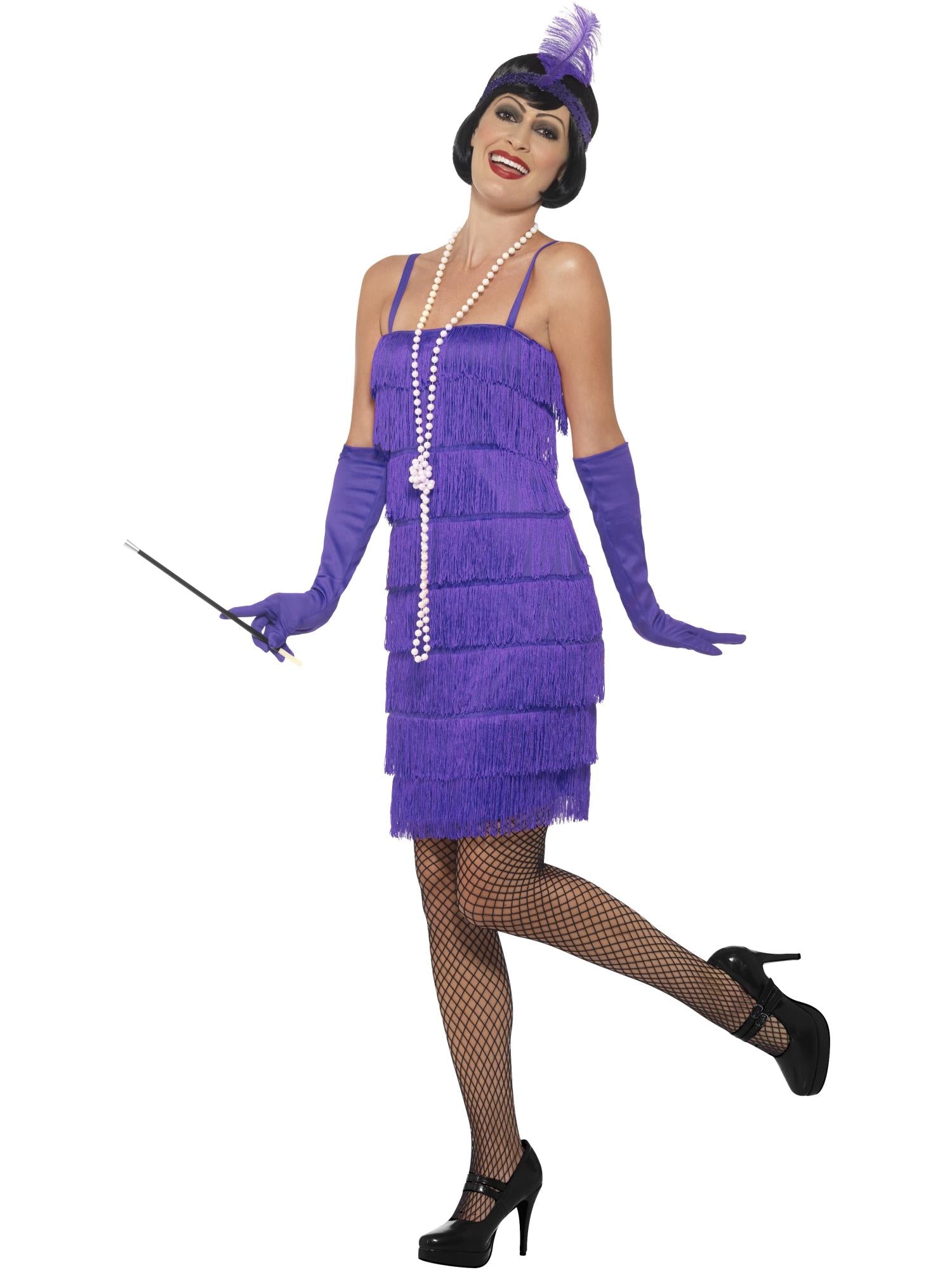 smiffys-fever-flapper-kost-m-lila-gr-m-fransenkleid image 1