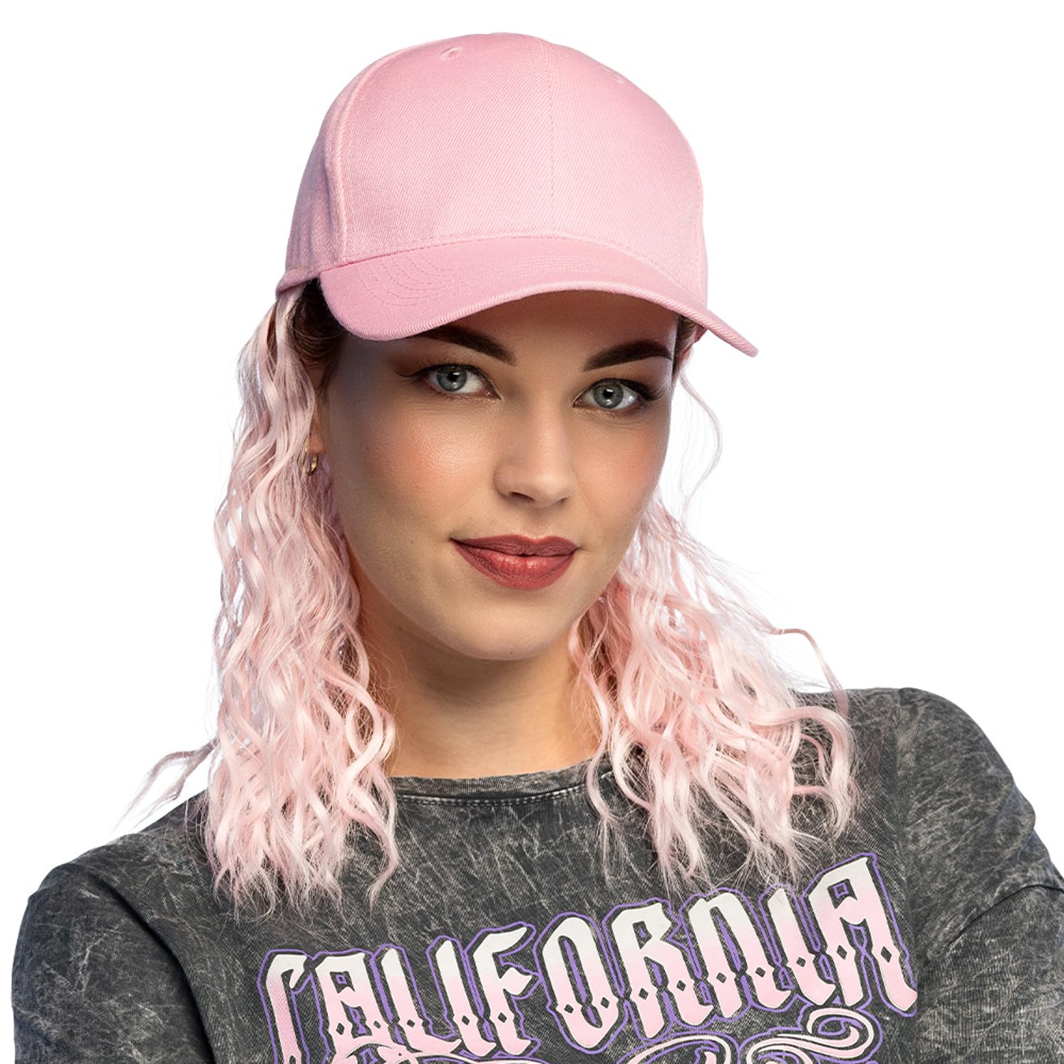 boland-wigs-basecap-mit-per-cke-kunsthaar-rosa-festival image 2
