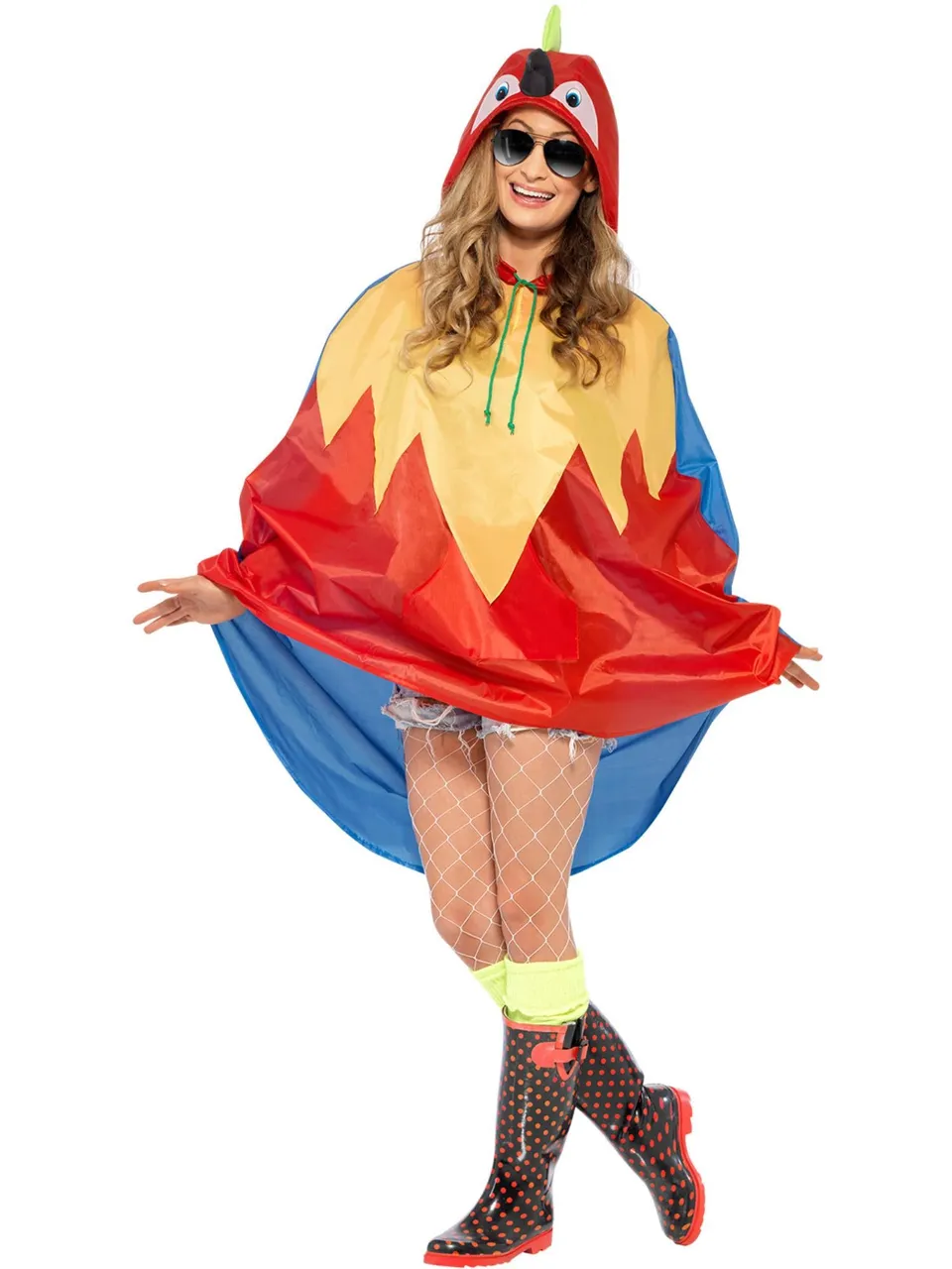 smiffys-fever-papagei-party-poncho-rot-kapuze-tasche image 1