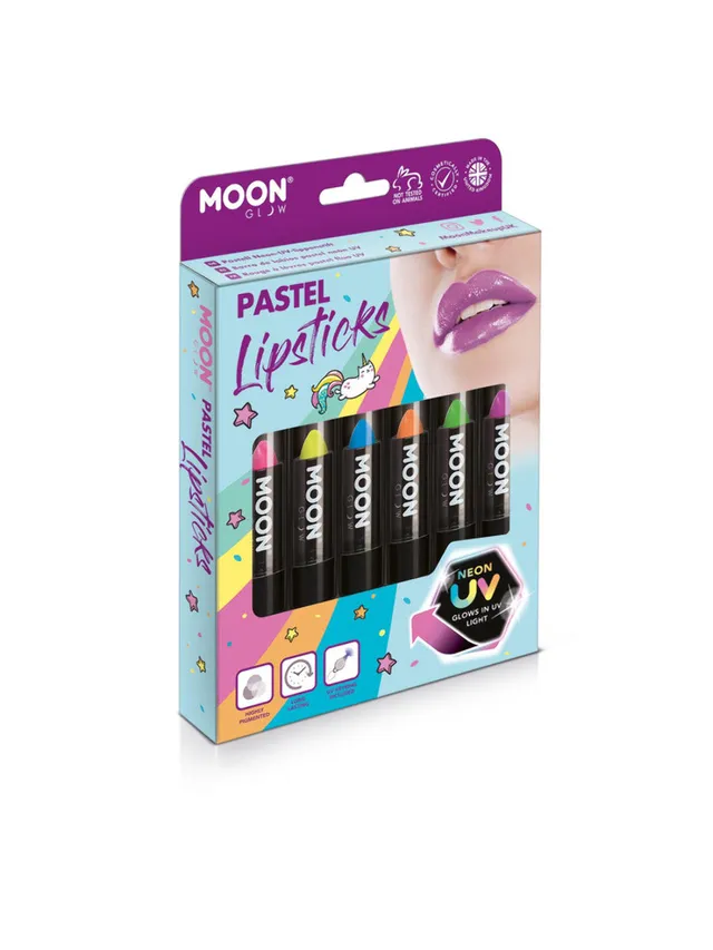 smiffys-makeup-fx-pastel-neon-uv-lippenstift-6er-set-schwarzlicht image 1