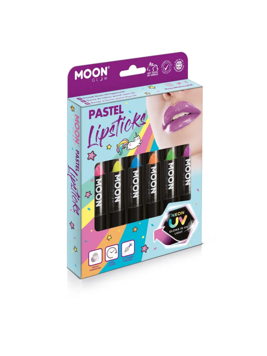smiffys-makeup-fx-pastel-neon-uv-lippenstift-6er-set-schwarzlicht image 1