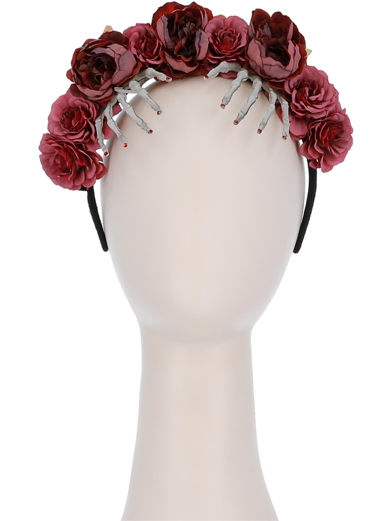 smiffys-fever-rose-skeleton-hand-stirnband-rot image 2