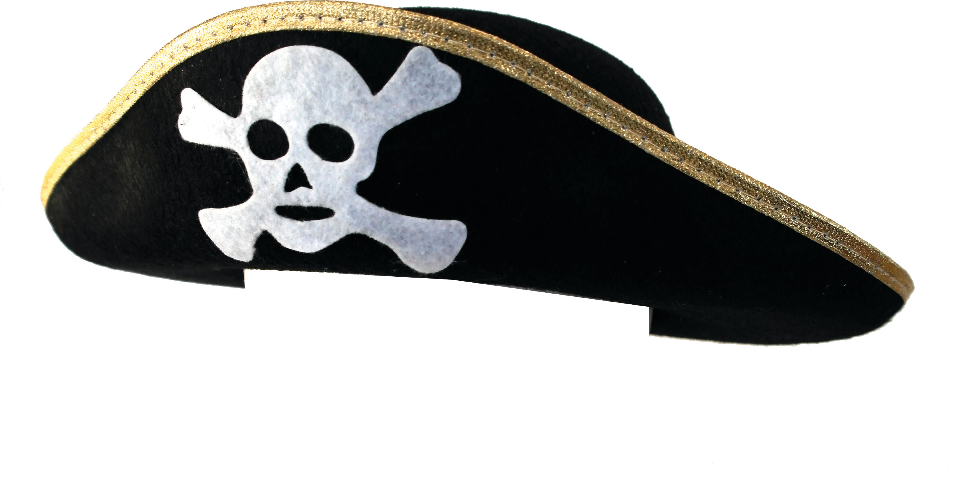 rubies-piratenhut-schwarz-filz-mit-totenkopf-goldborte image 3