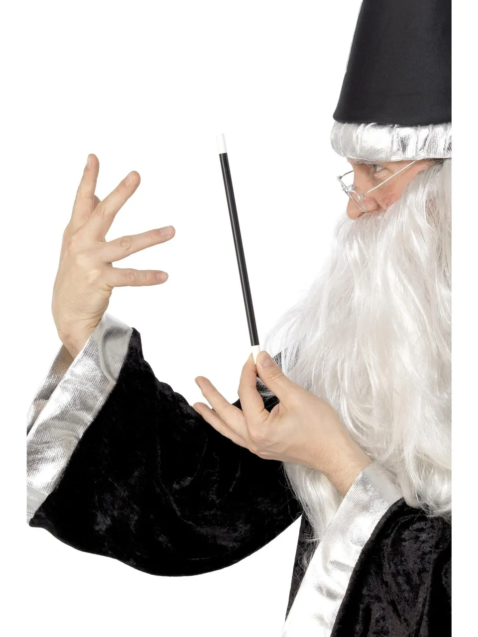 smiffys-fever-magicians-wand-zauberstab-schwarz-wei image 1