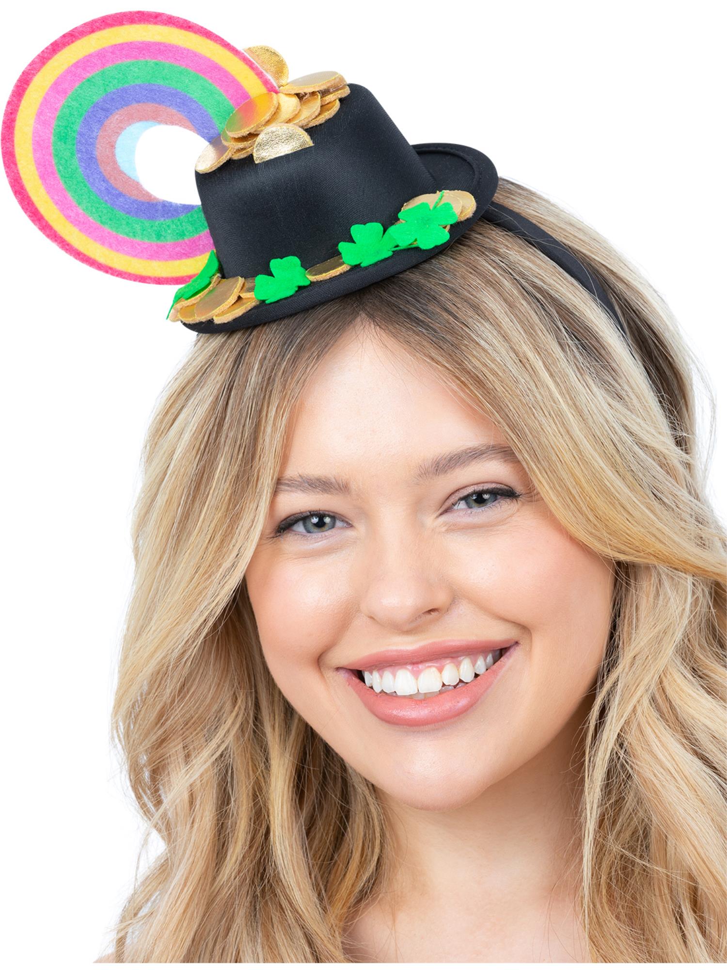 smiffys-fever-rainbow-pot-o-gold-mini-hut-haarreif-regenbogen image 1