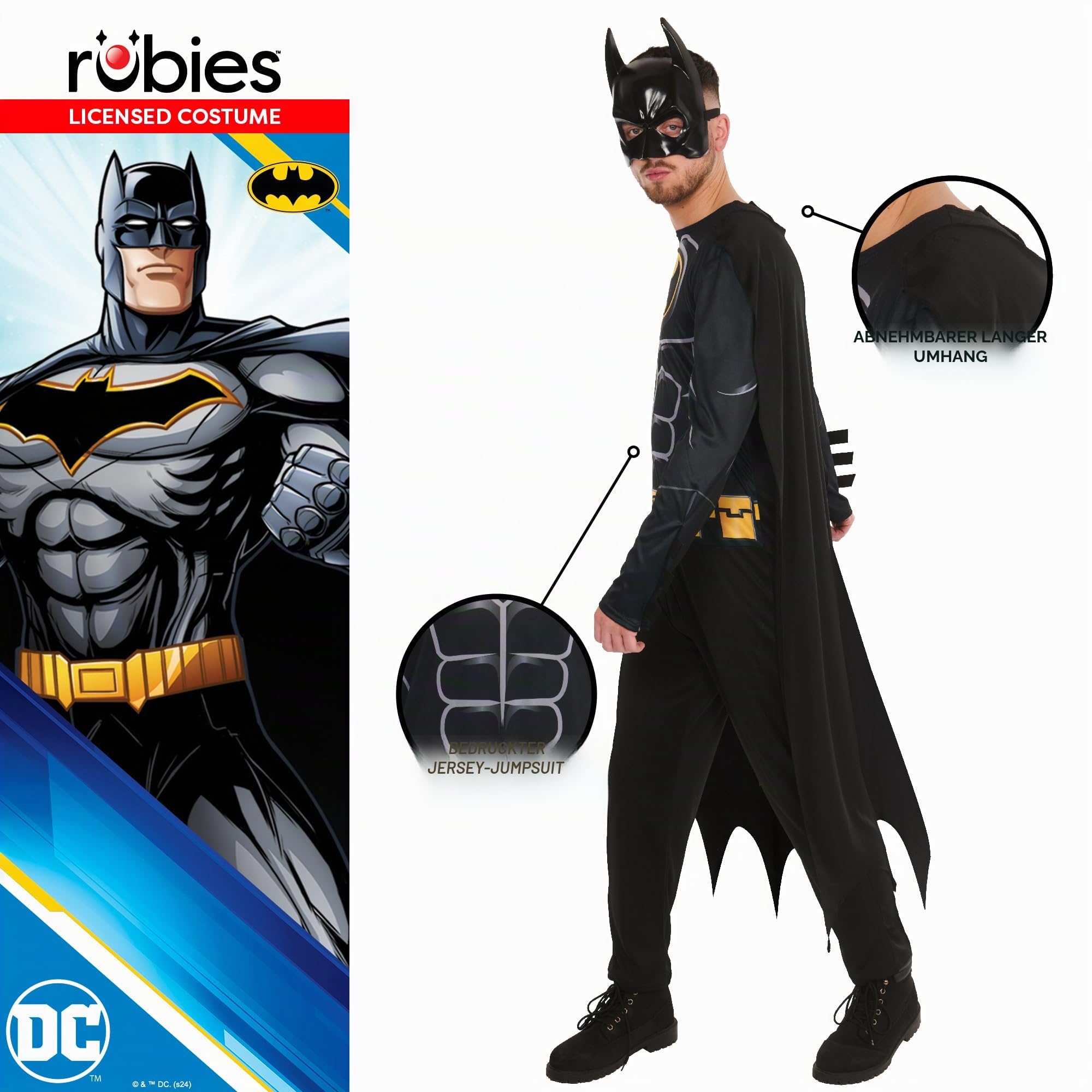 rubies-deluxe-dc-batman-erwachsenenkostuem-superheld-anzug image 3