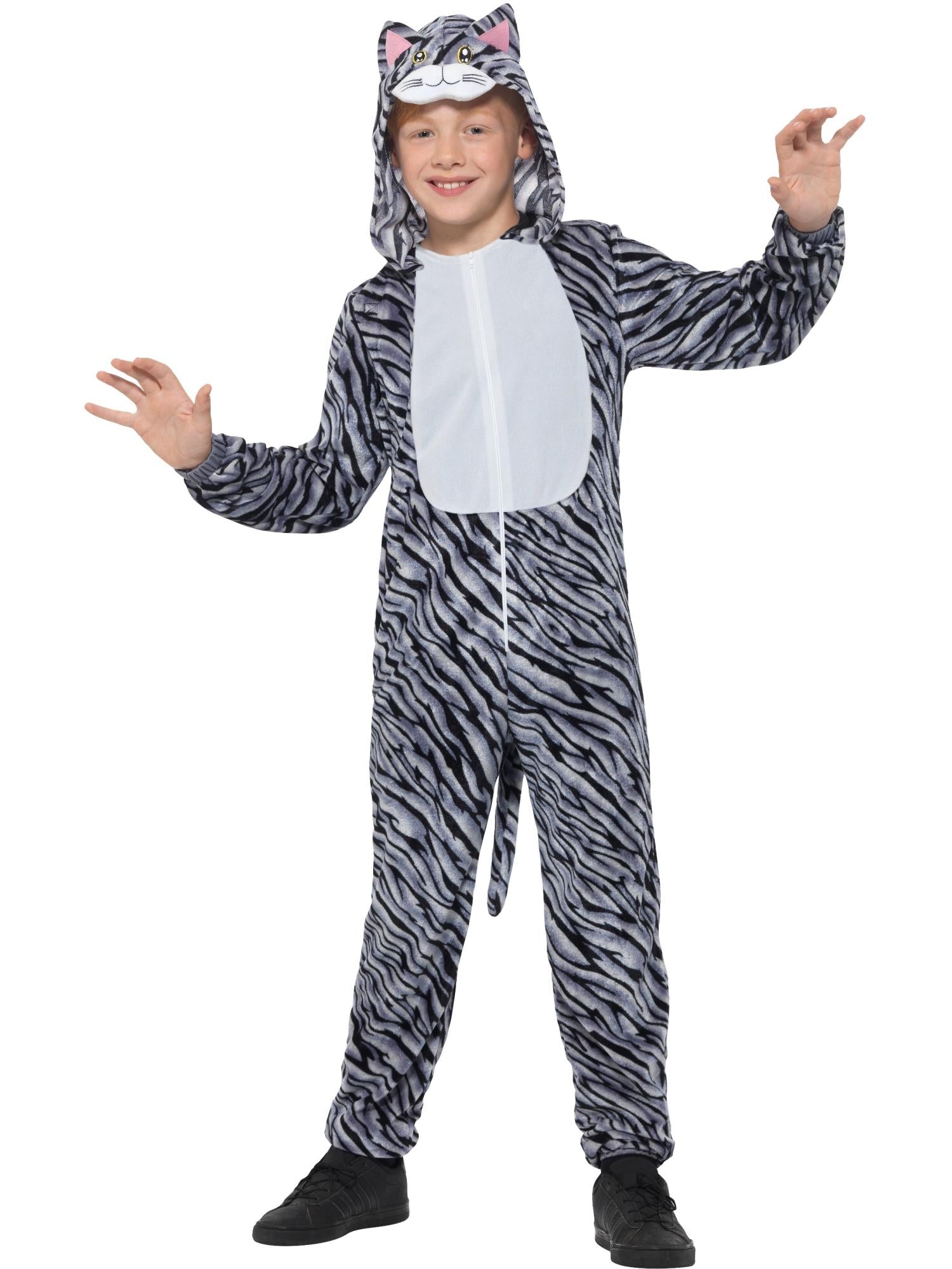 smiffys-fever-tabby-cat-onesie-kinderkost-m-grau-katze-gr-s-m image 4