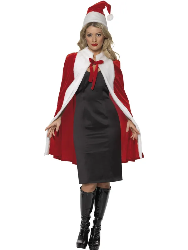 smiffys-fever-santa-kost-m-damen-rot-cape-hut image 1