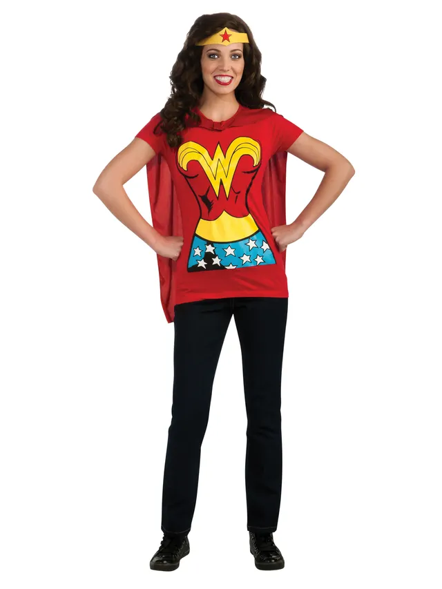rubies-d-guisements-wonderwoman-t-shirt-kost-m-rot-mit-cape image 1
