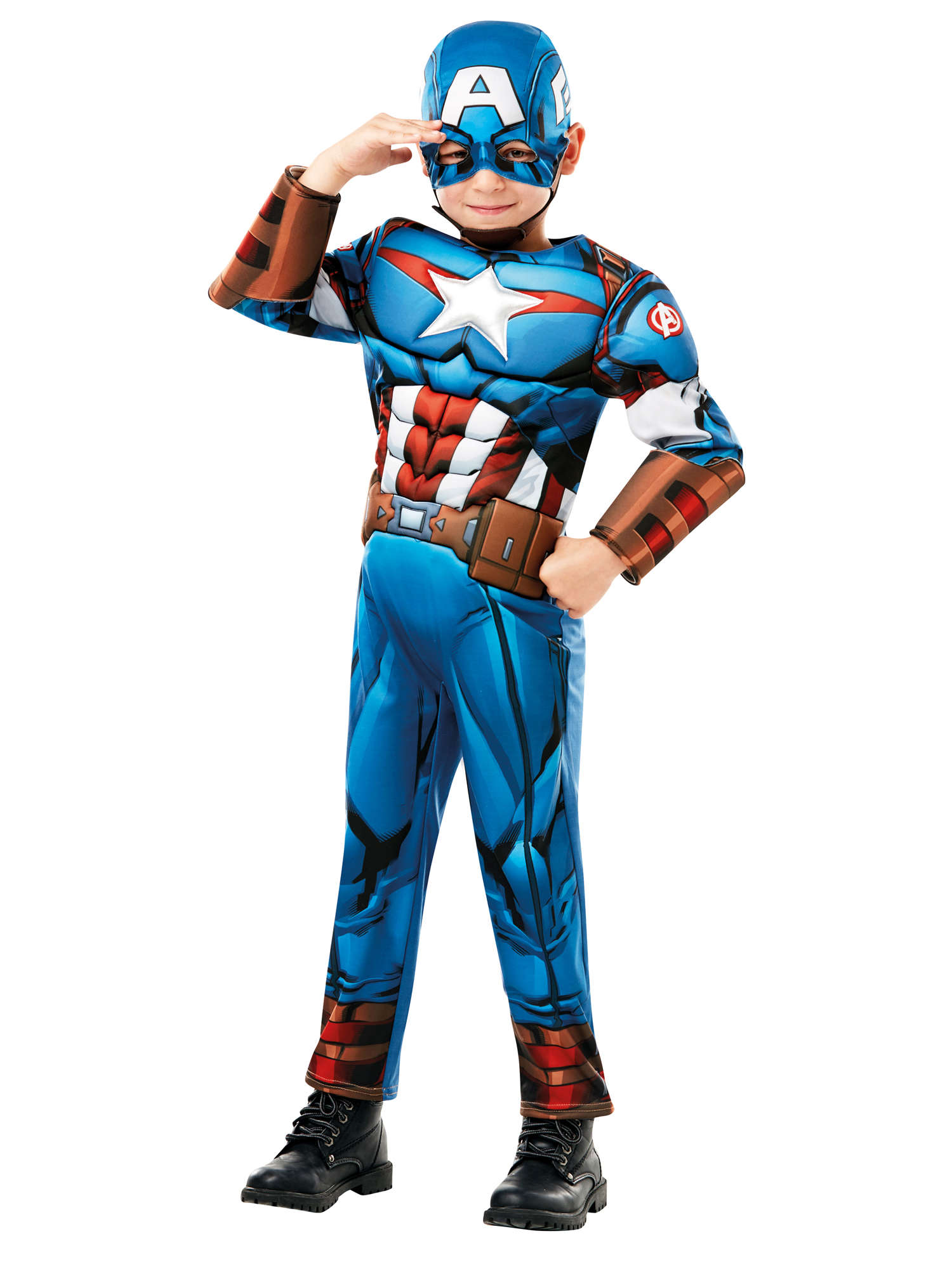 rubies-captain-america-kost-m-luxe-blau-mit-haube-gepolstert image 1