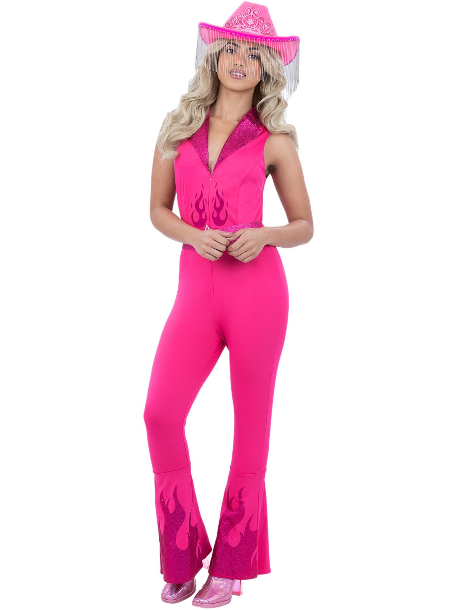 smiffys-fever-glamorous-cowgirl-kost-m-jumpsuit-pink image 2