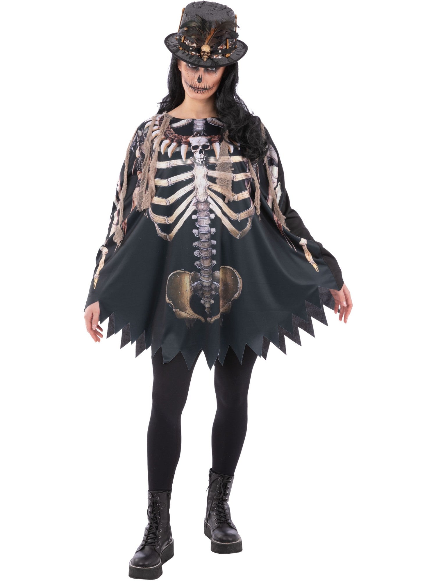 smiffys-fever-voodoo-poncho-kost-m-skelett-schwarz image 5
