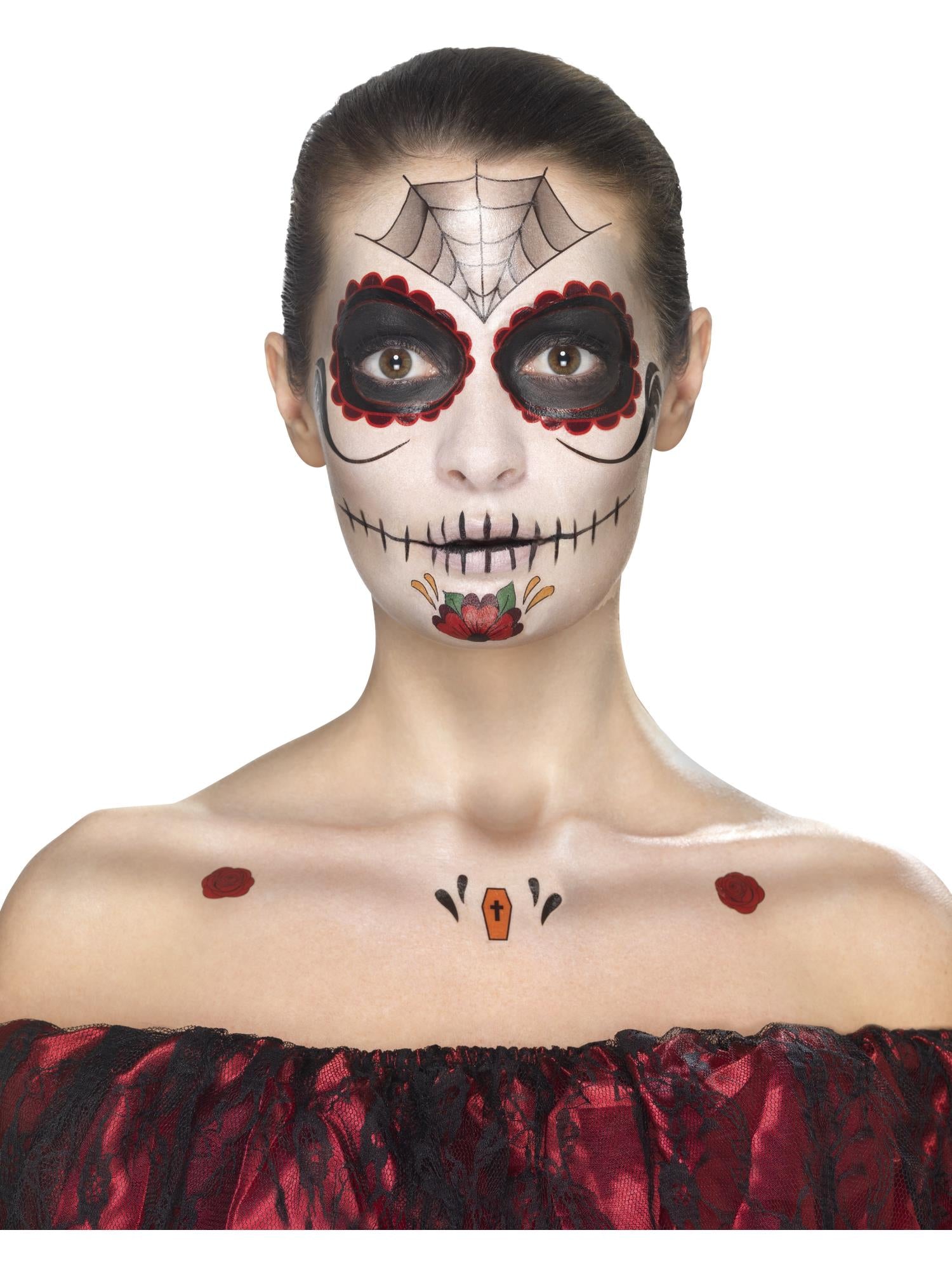 smiffys-makeup-fx-day-of-the-dead-schminkset-rot-schwarz-tattoo image 5