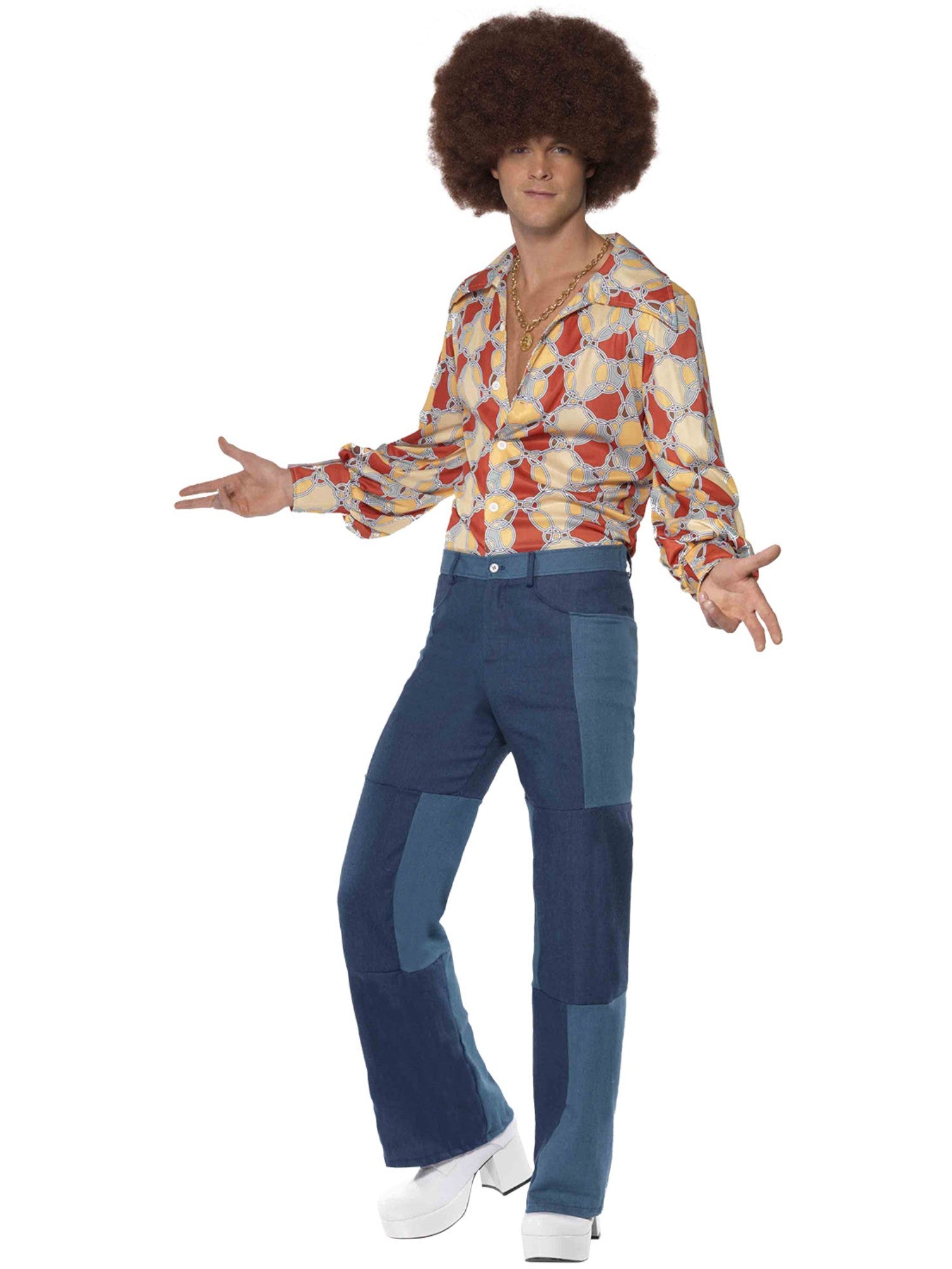 smiffys-fever-patchwork-schlaghose-herren-blau-denim-look-70er image 4