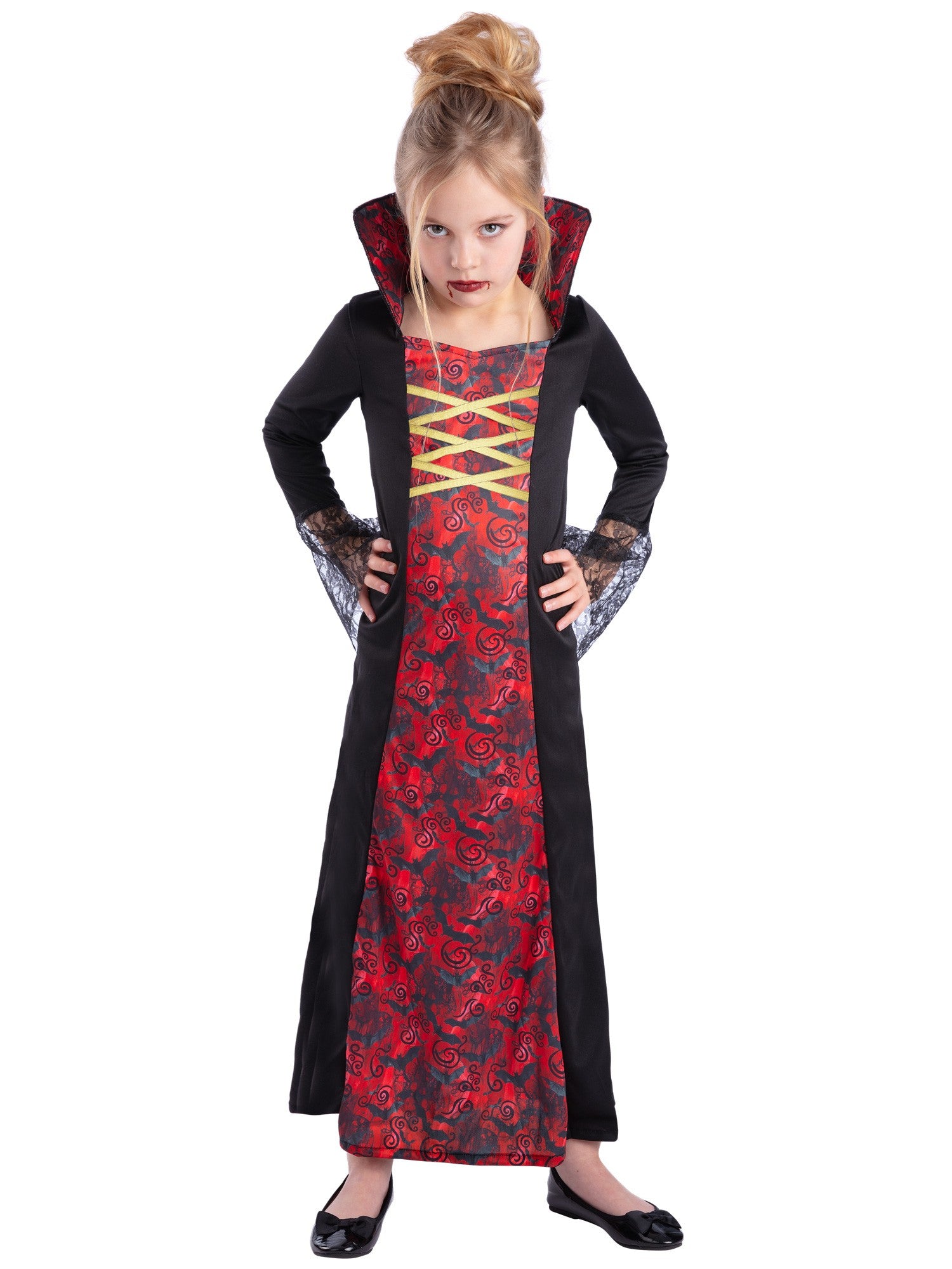 smiffys-fever-vampiress-kost-m-kleid-mit-kragen-gr-l-schwarz-rot image 4