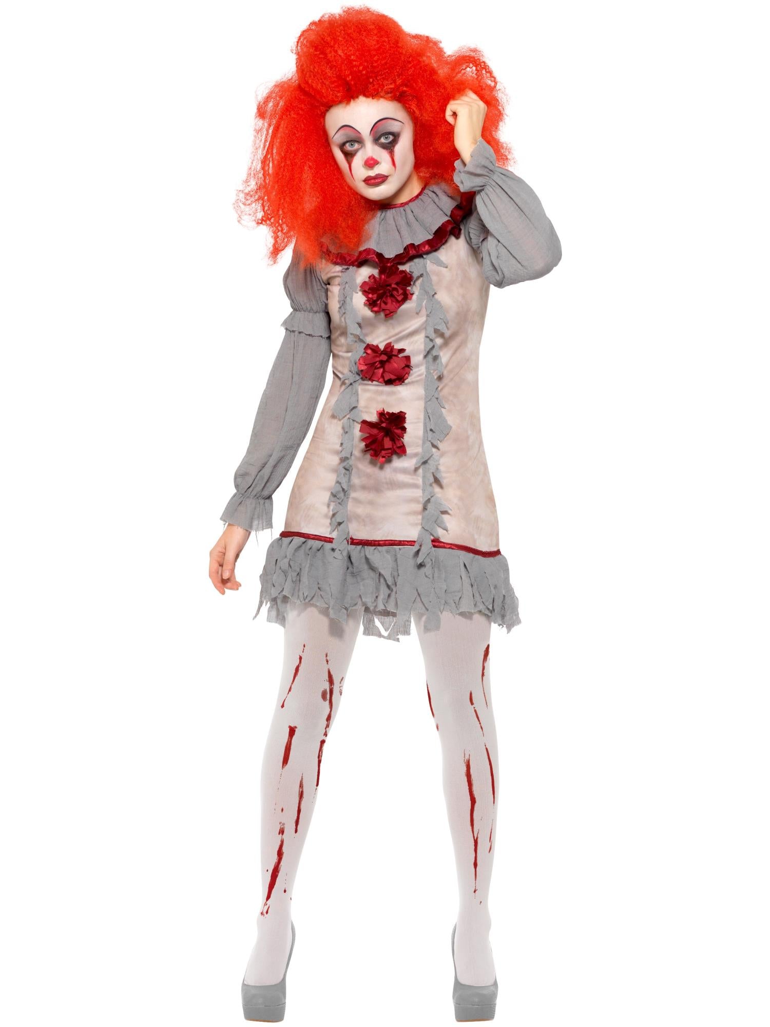 smiffys-fever-vintage-clown-lady-kost-m-damen-grau-rot-m image 4