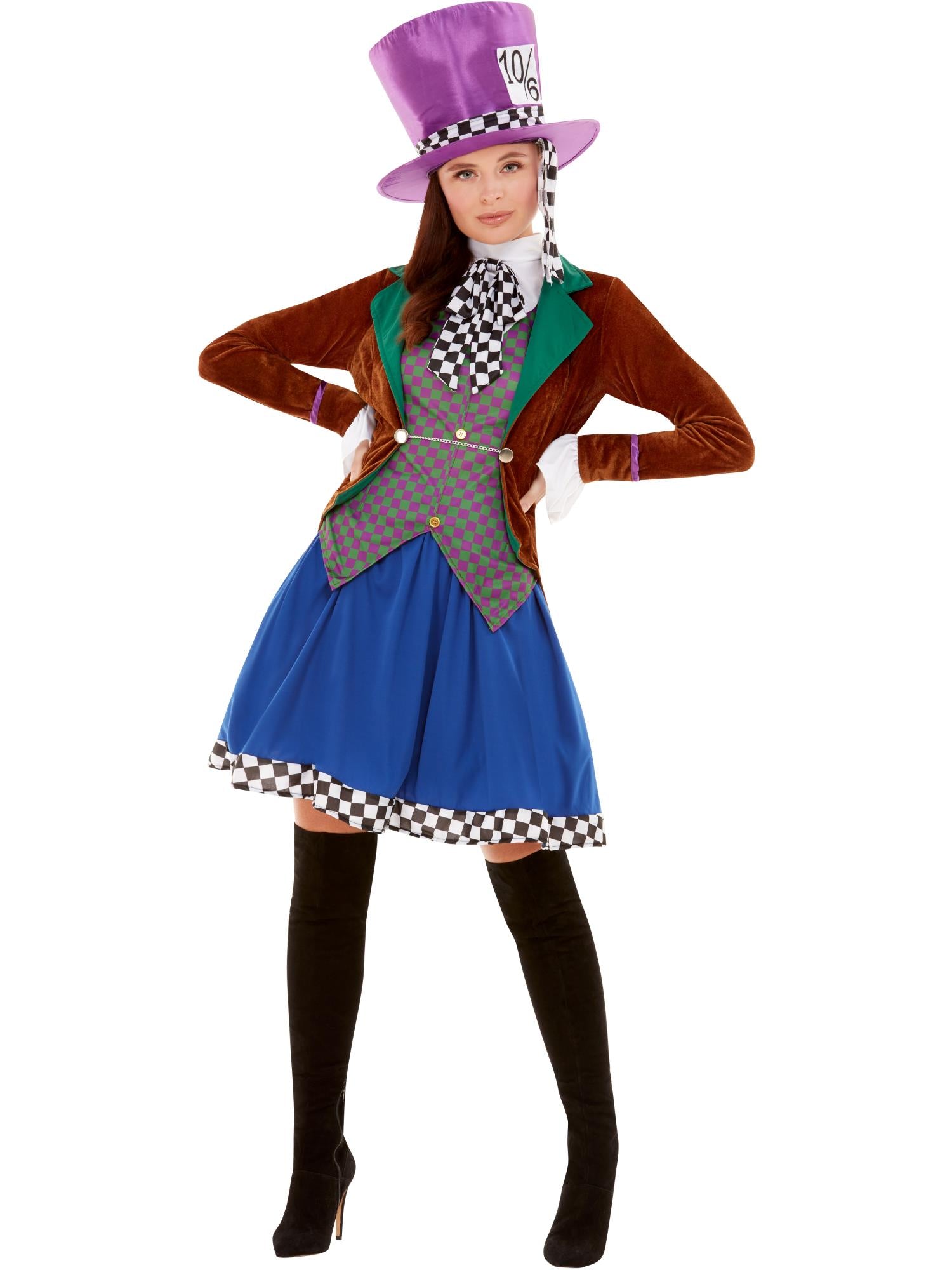 smiffys-fever-miss-hatter-kost-m-bunt-hut-gr-s-xl image 1
