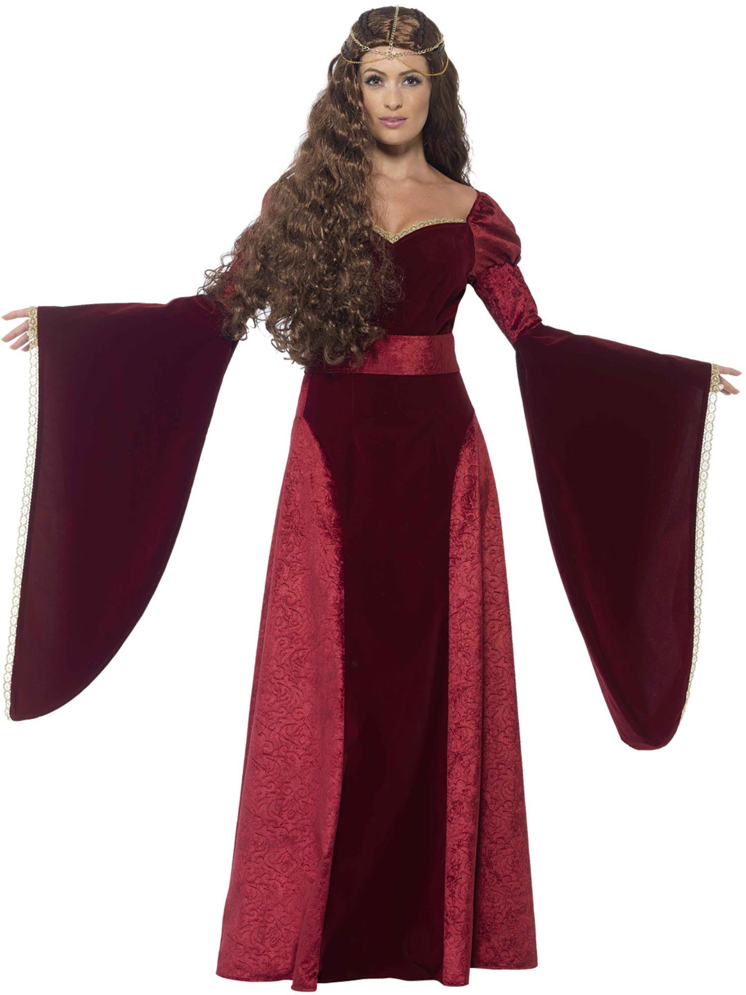 smiffys-fever-medieval-queen-deluxe-kost-m-damen-rot image 4