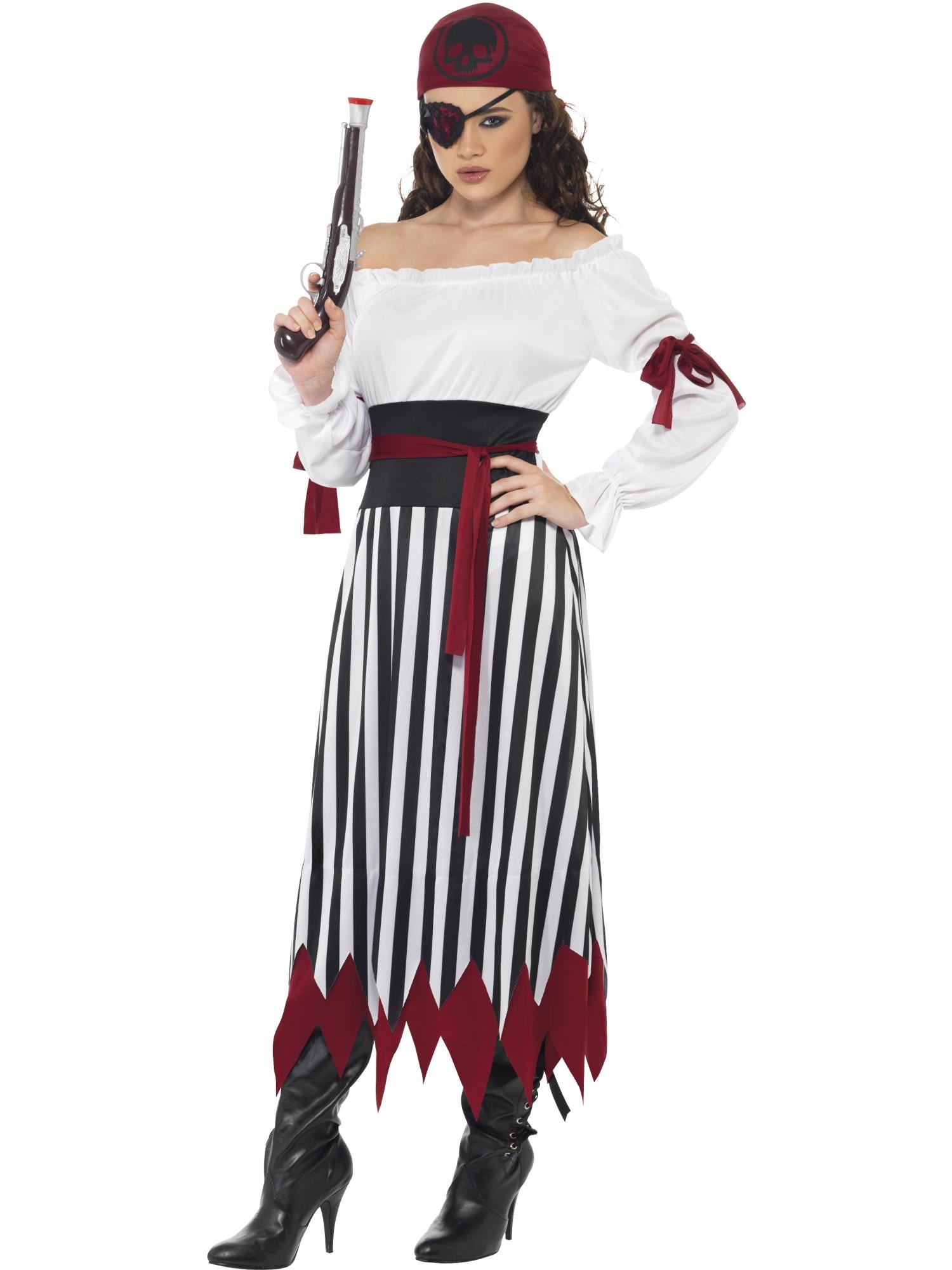 smiffys-fever-pirate-lady-kost-m-schwarz-wei-m image 1