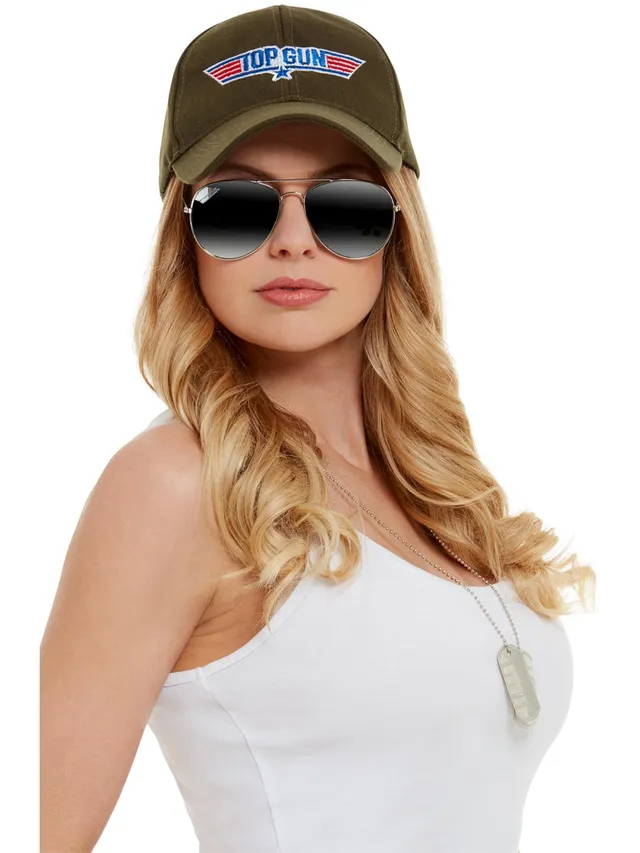 smiffys-fever-top-gun-kost-m-set-kappe-brille-kette-khaki image 1