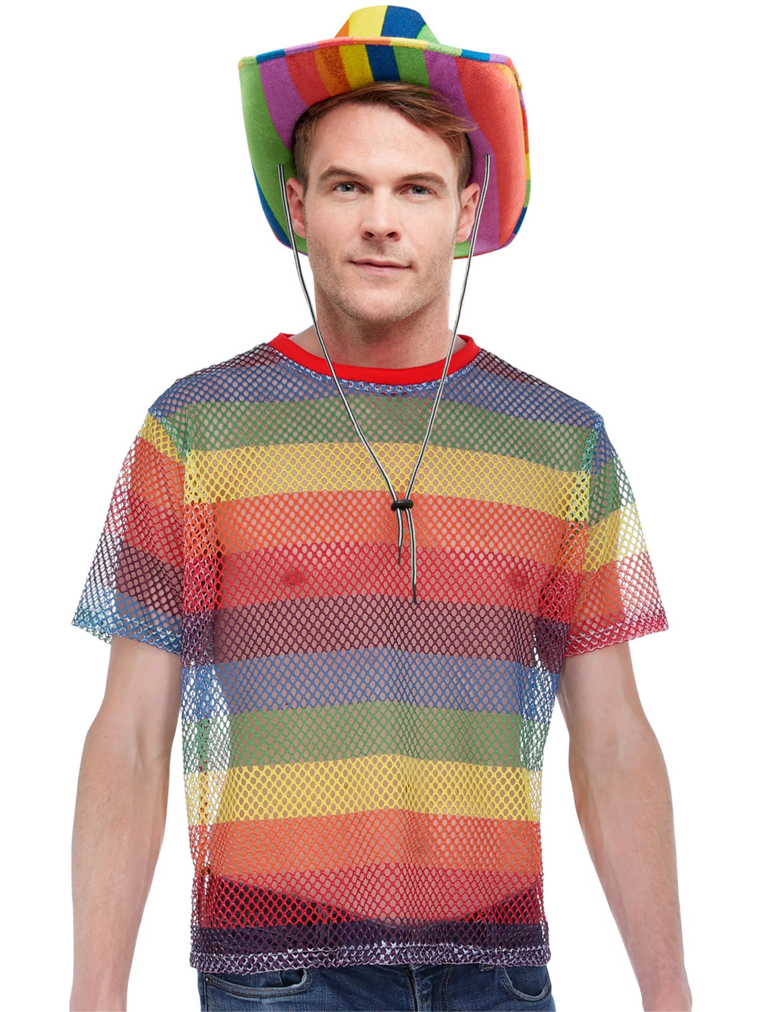 smiffys-fever-rainbow-mesh-top-unisex-bunt-netz-s-m image 2