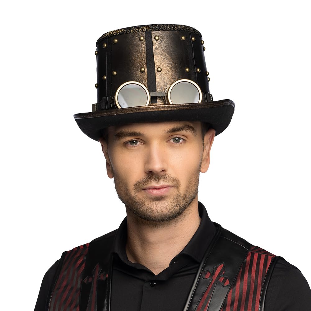 boland-metalpunk-steampunk-zylinder-hut-braun-59cm-mit-brille image 3
