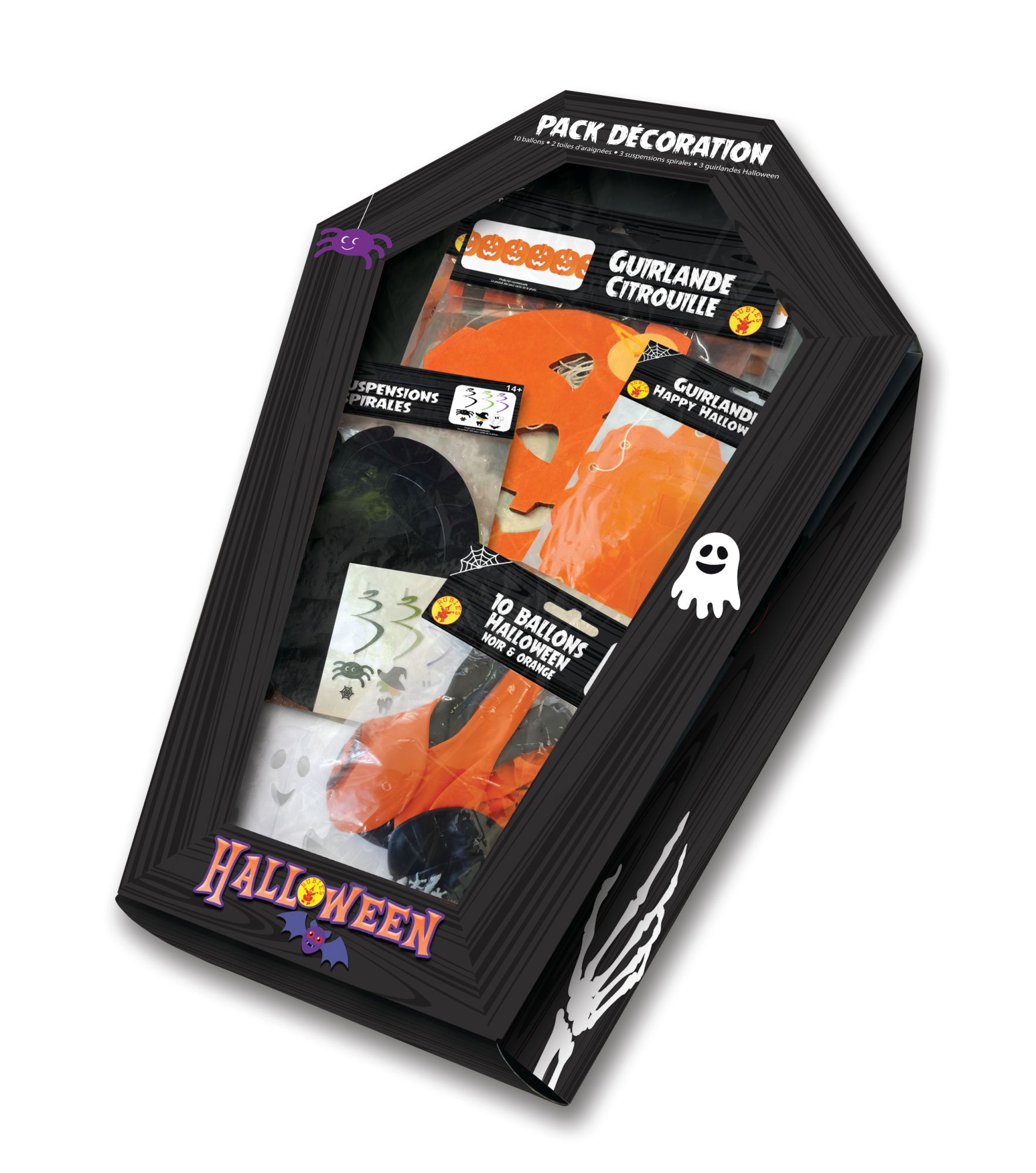 rubies-halloween-deko-set-spinnennetz-girlande-ballons image 2
