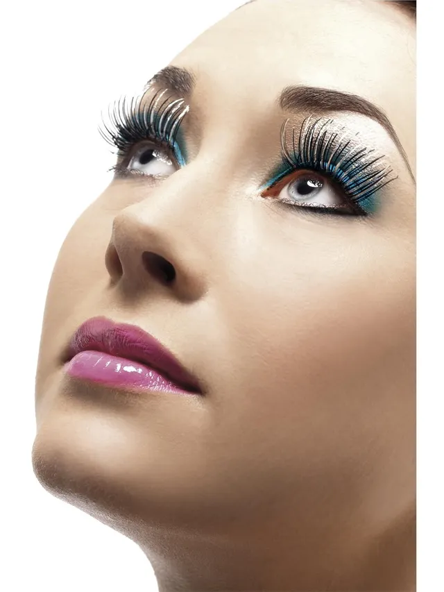 smiffys-fever-eyelashes-falsche-wimpern-silber-holografisch-mit-kleber image 1