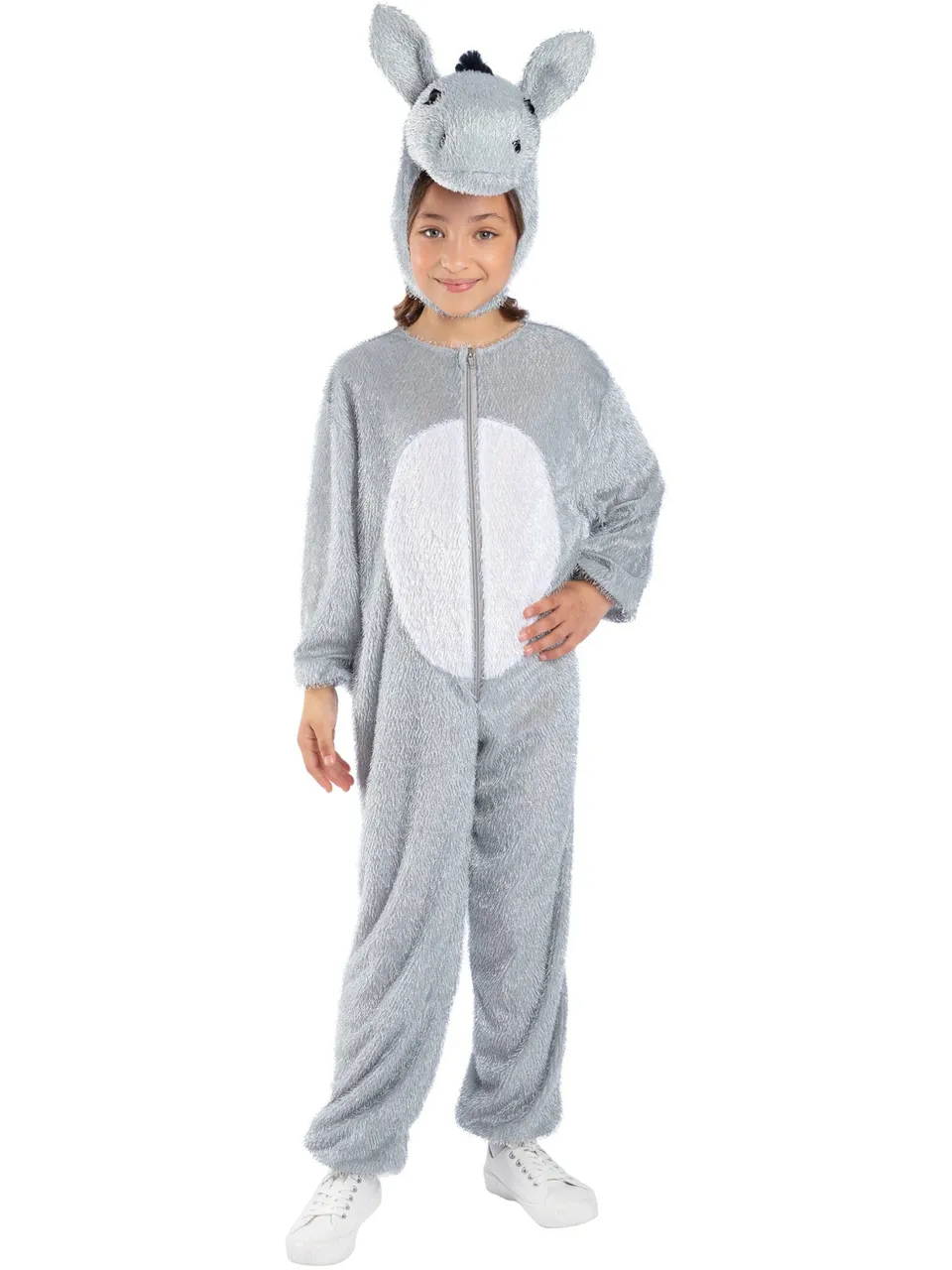 smiffys-esel-kost-m-kinder-grau-overall-mit-kapuze image 1