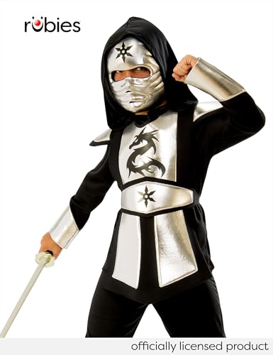 rubie-s-deluxe-641142-l-ninja-kost-m-kinder-l-silber image 7