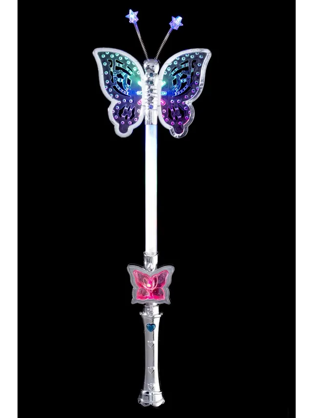smiffys-time4fun-schmetterling-zauberstab-silber-led-40cm image 1