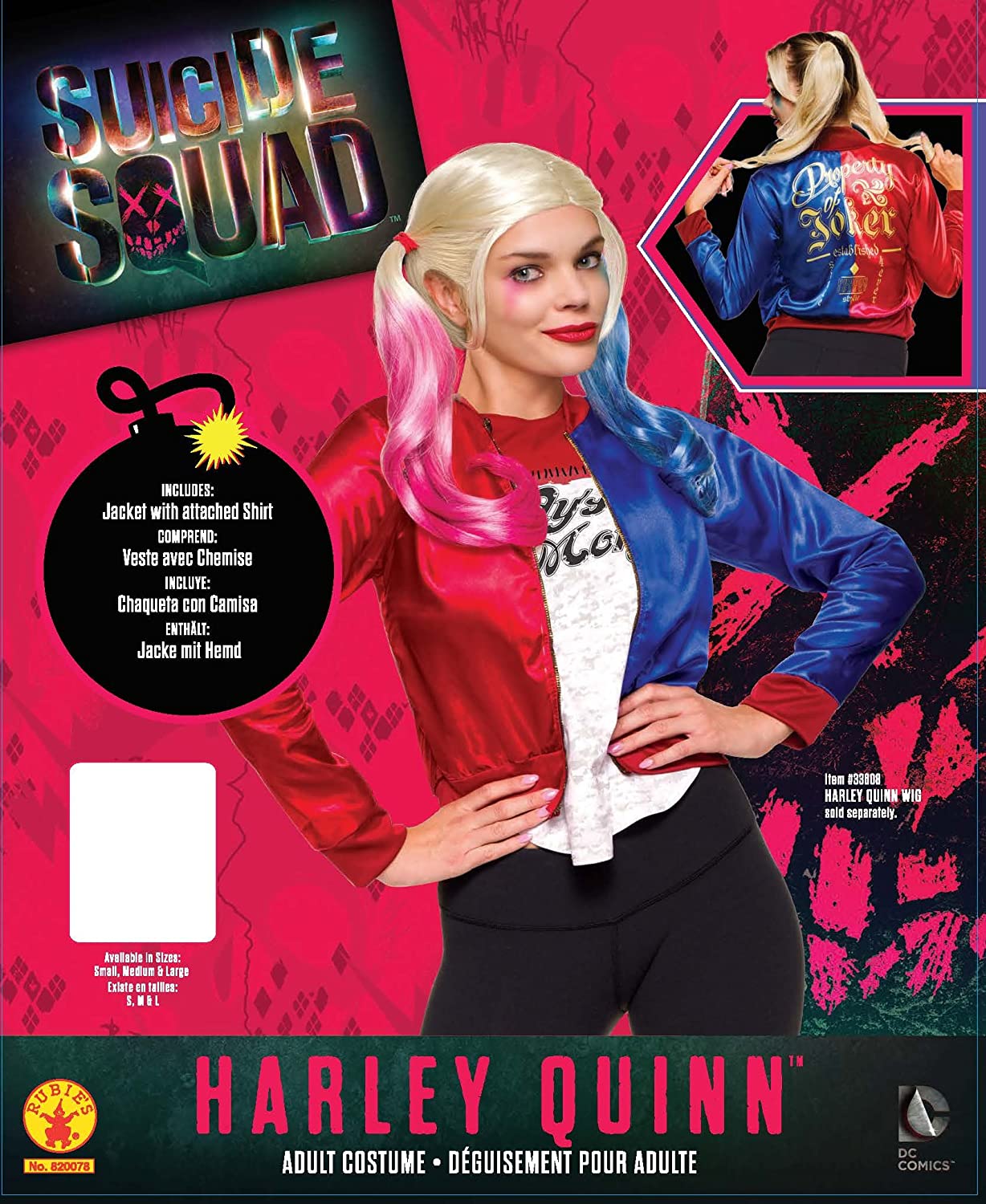 rubies-harley-quinn-kost-m-set-jacke-top-rosa-blau image 2