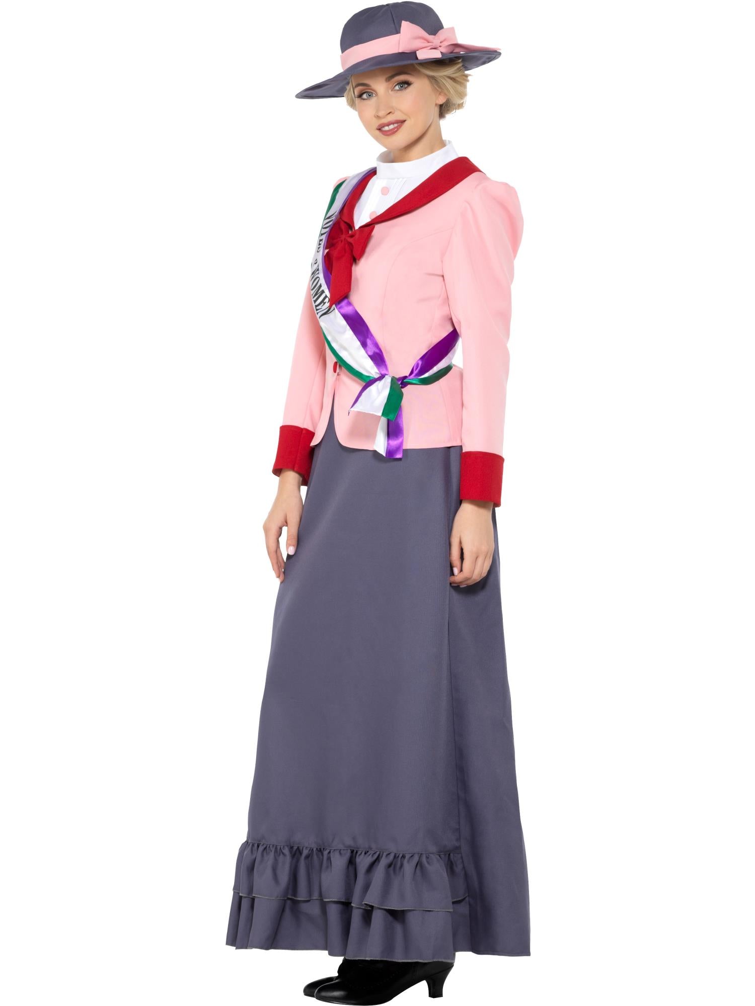 smiffys-fever-deluxe-victorian-suffragette-kost-m-damen-m-grau-pink image 3