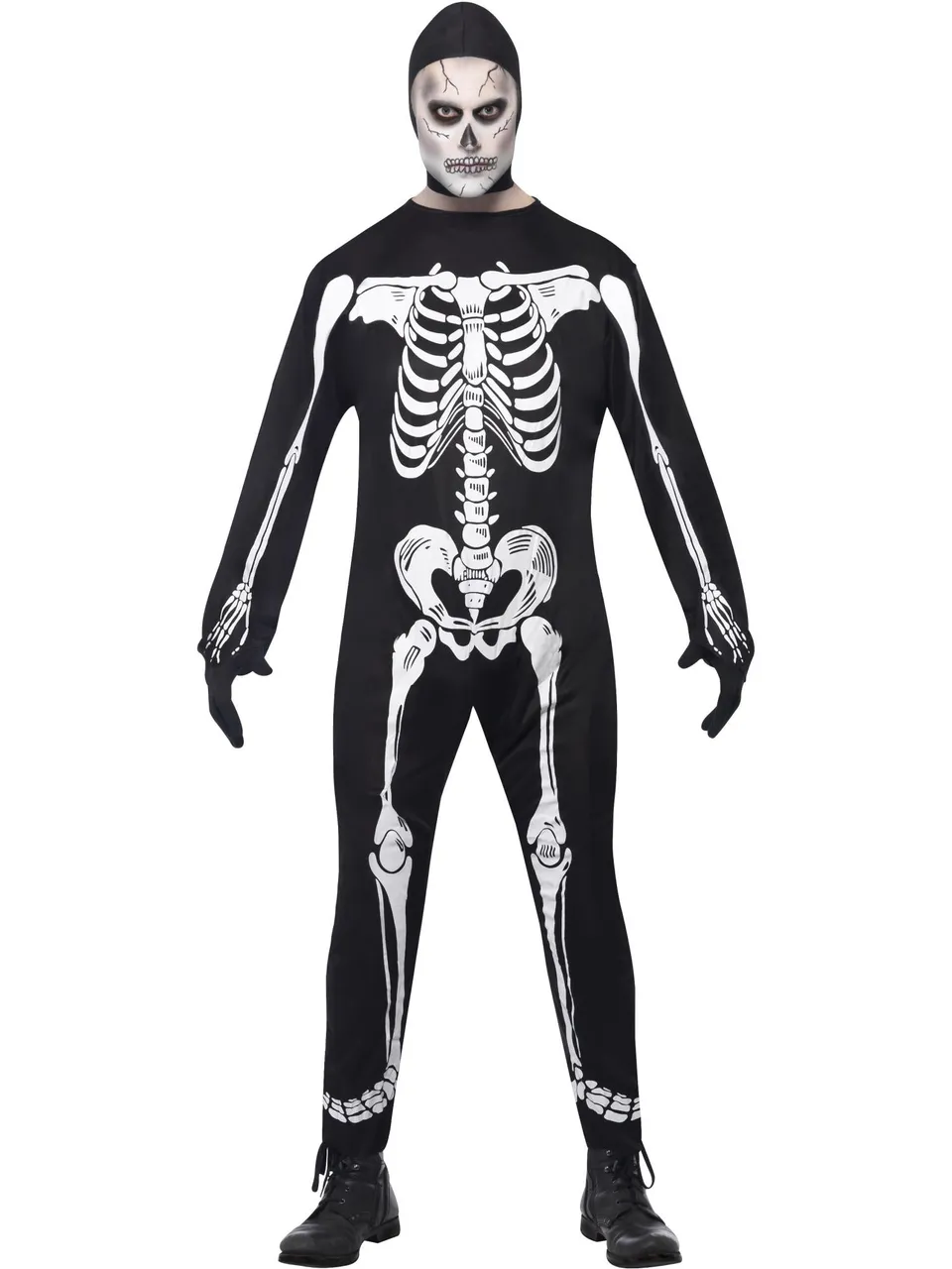 smiffys-fever-skeleton-jumpsuit-kost-m-herren-schwarz-m image 1