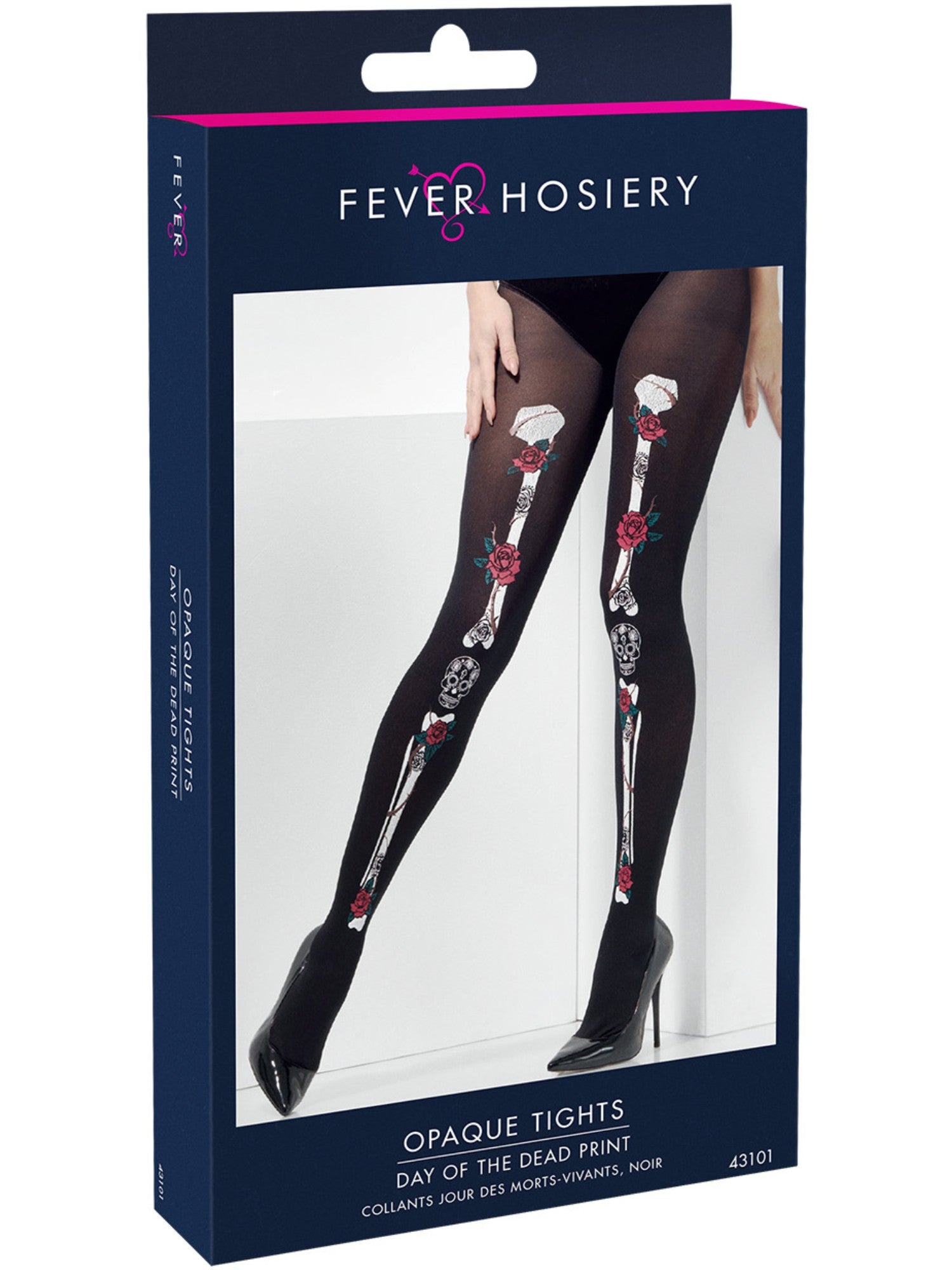 smiffys-fever-strumpfhose-day-of-the-dead-schwarz image 2