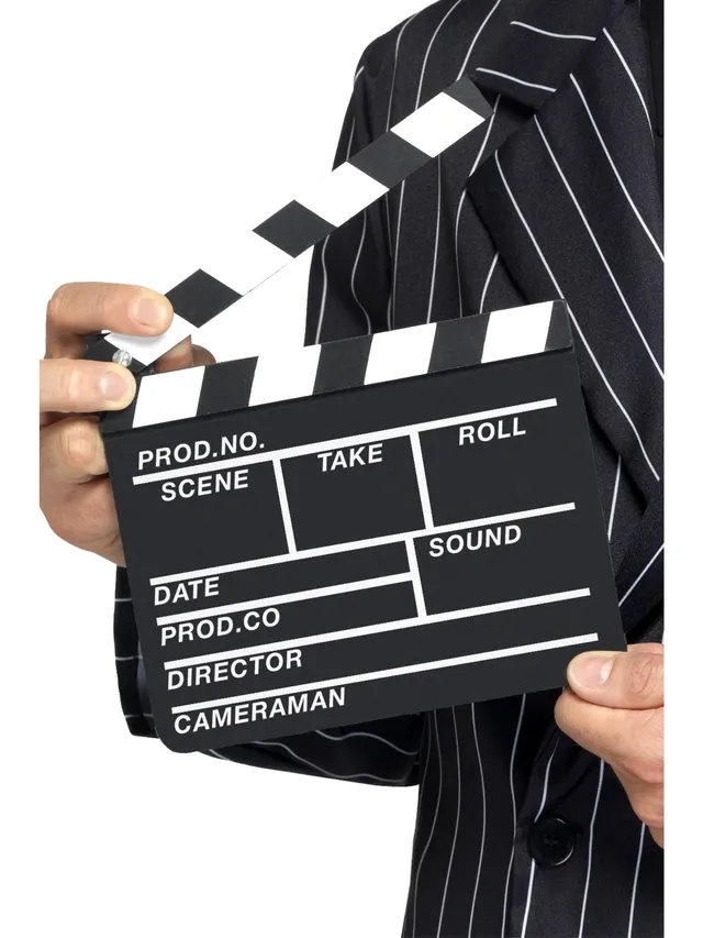 smiffys-fever-hollywood-filmklappe-schwarz-wei-prop image 1