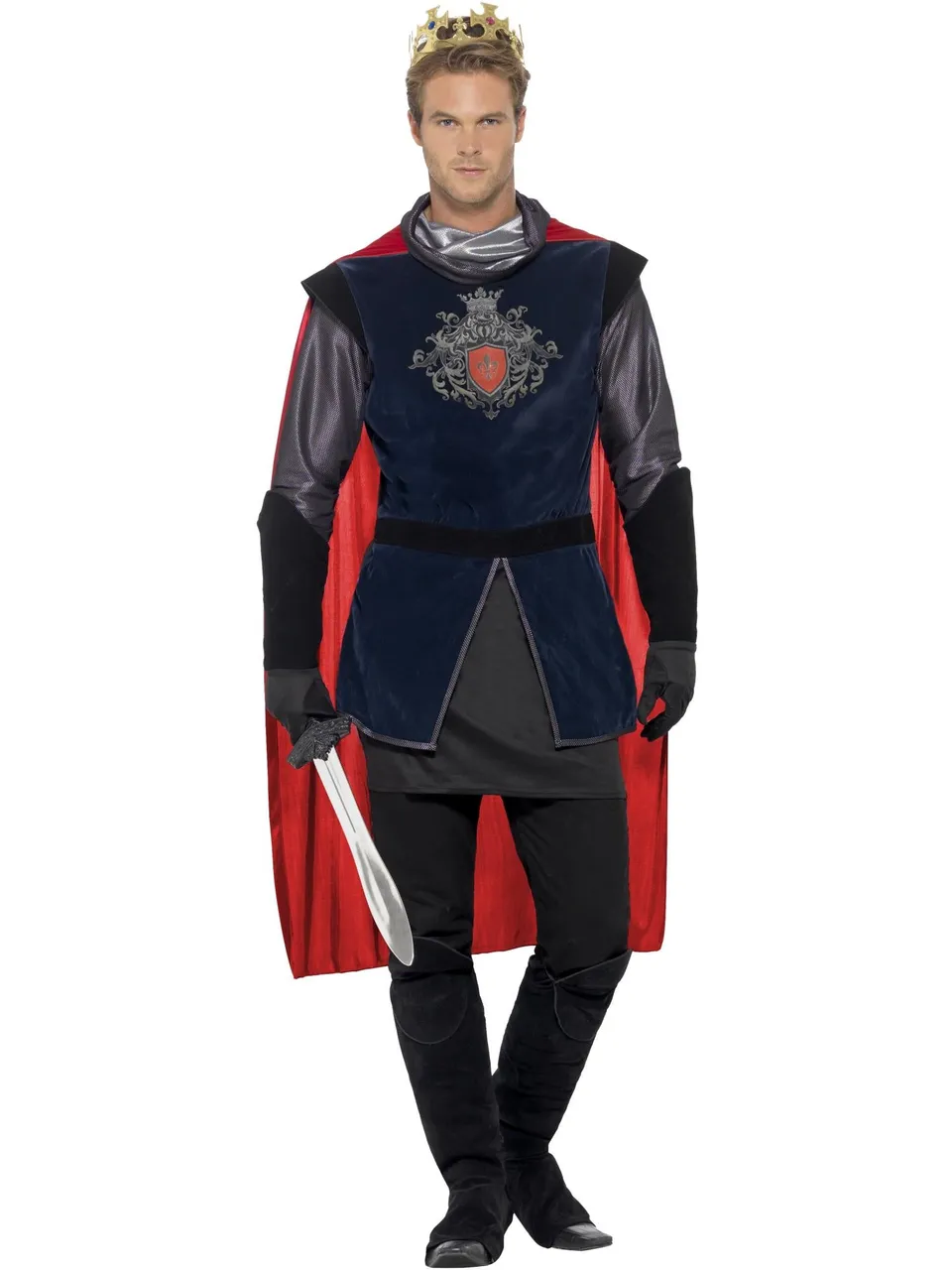 smiffys-fever-king-arthur-kost-m-herren-blau-rot-5-tlg image 1