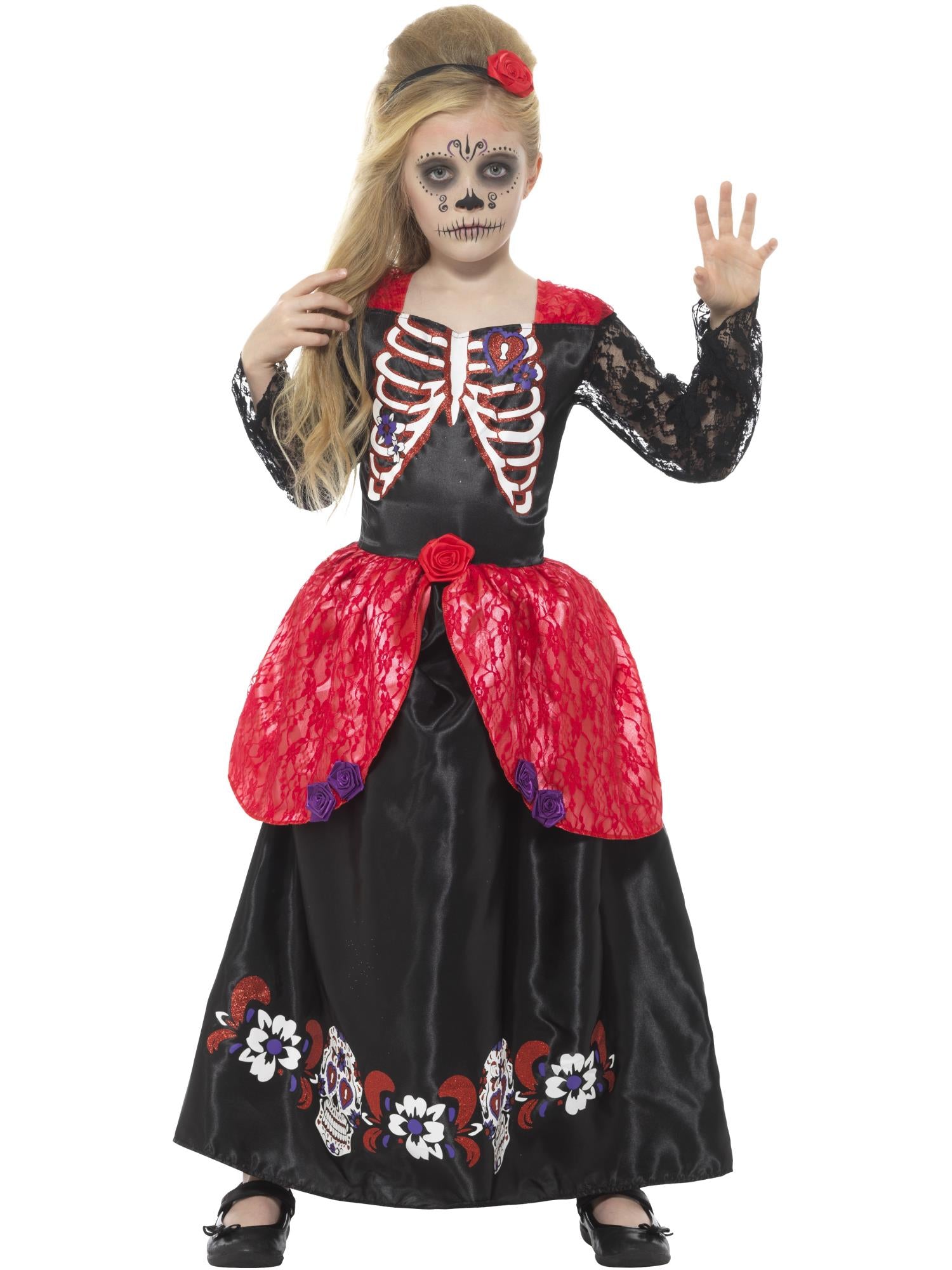 smiffys-fever-deluxe-day-of-the-dead-m-dchen-kost-m-schwarz image 4
