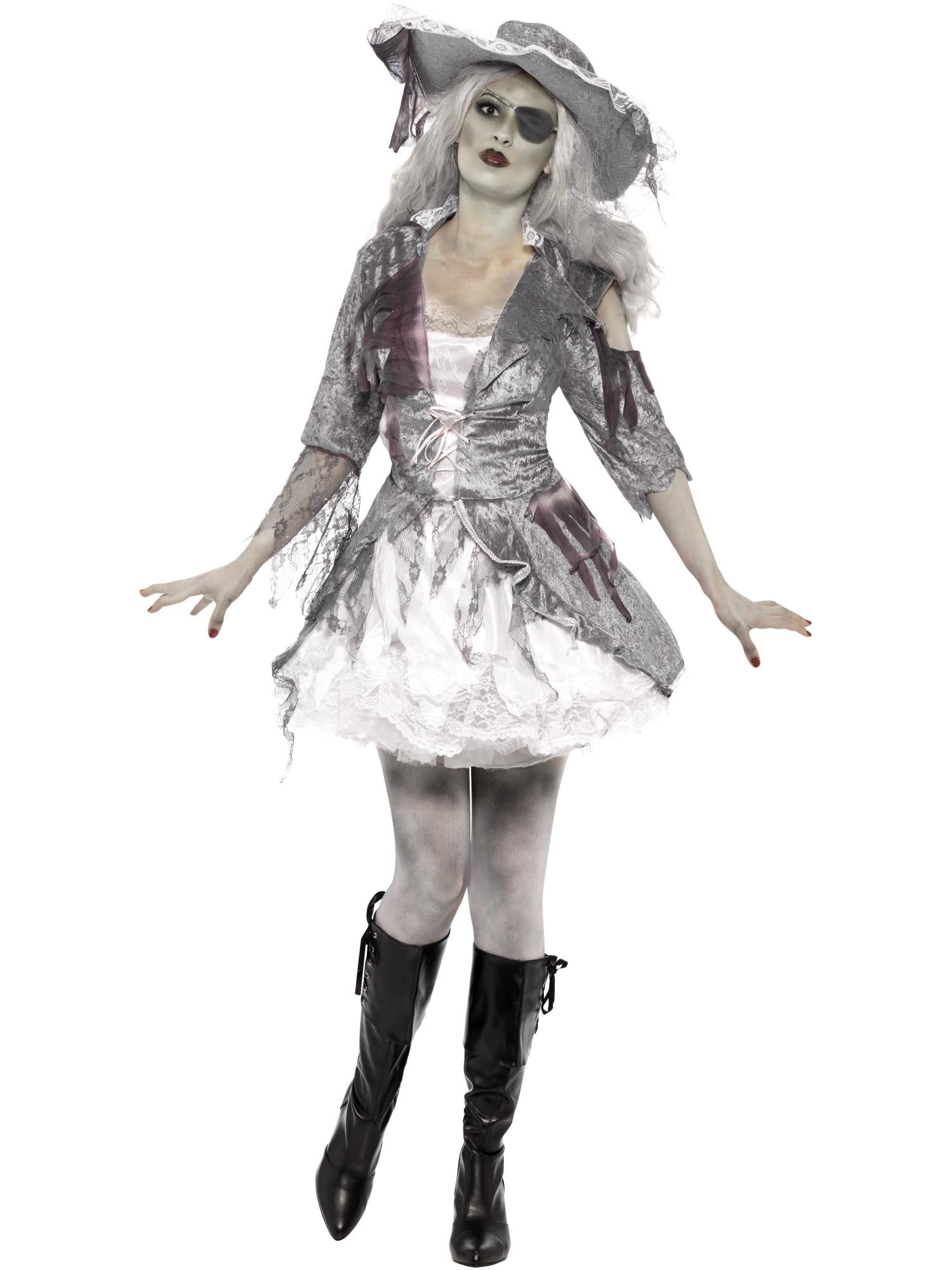 smiffys-fever-ghost-pirate-kost-m-damen-grau-2-tlg image 1