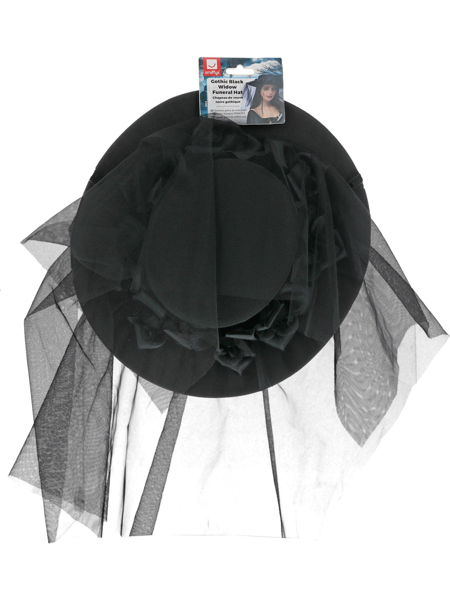 smiffys-fever-gothic-black-widow-trauerhut-schwarz-mit-schleier image 2