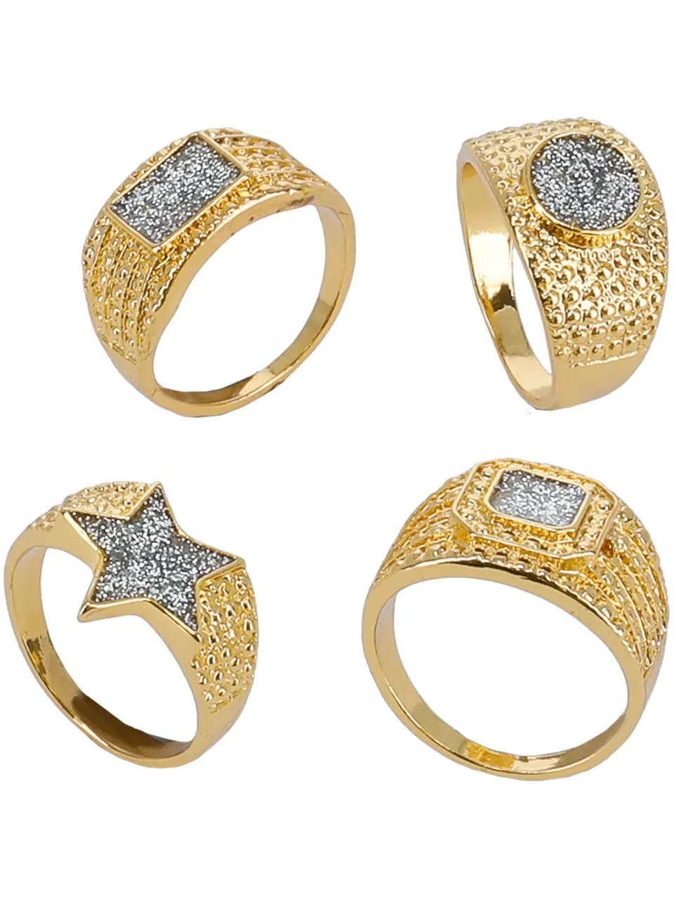 smiffys-fever-90s-bling-ringe-4er-set-gold-diamant image 1