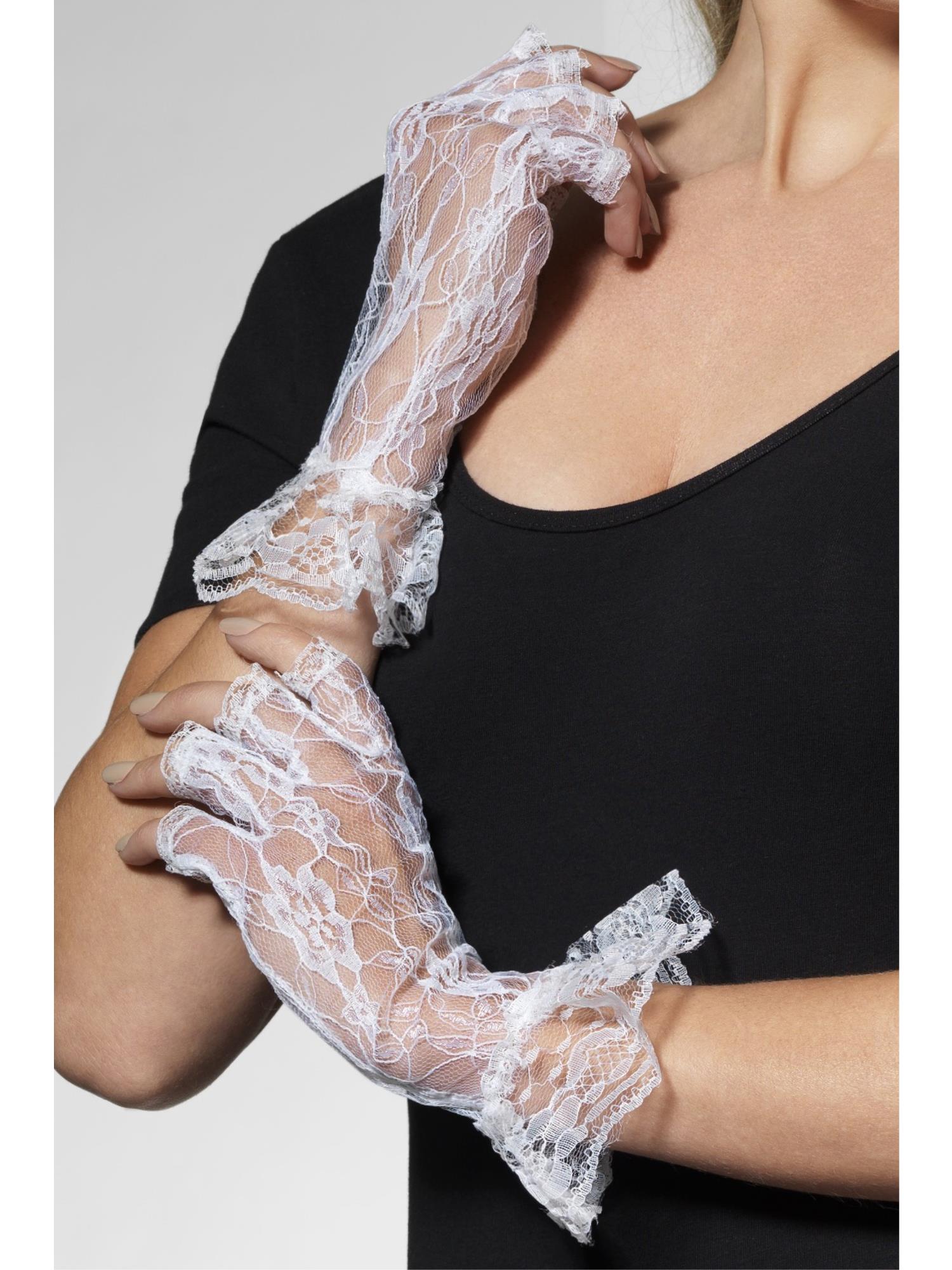 smiffys-fever-spitzenhandschuhe-wei-fingerlos-damen image 1