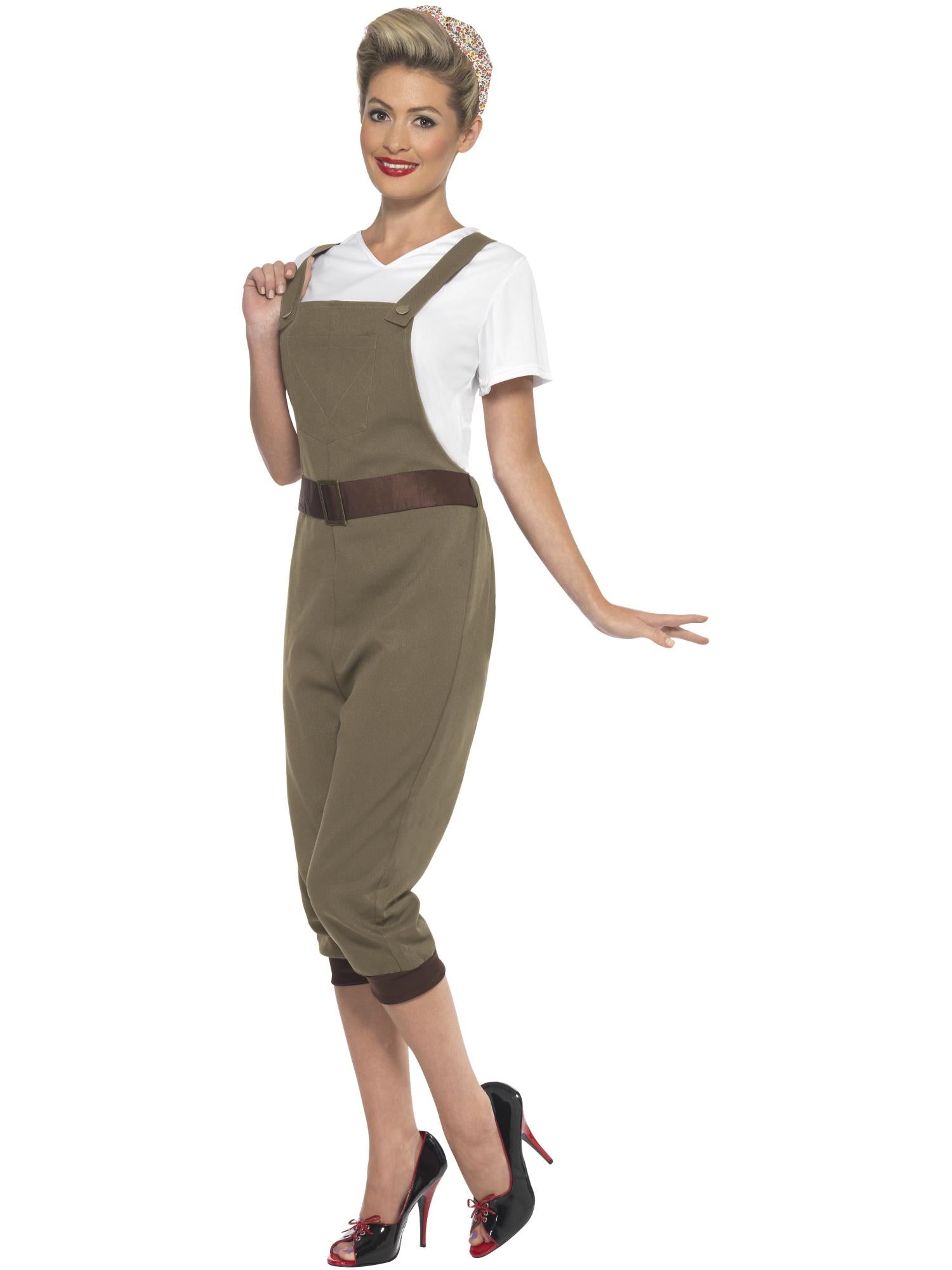 smiffys-fever-ww2-land-girl-kost-m-khaki-damen-3-teilig image 2