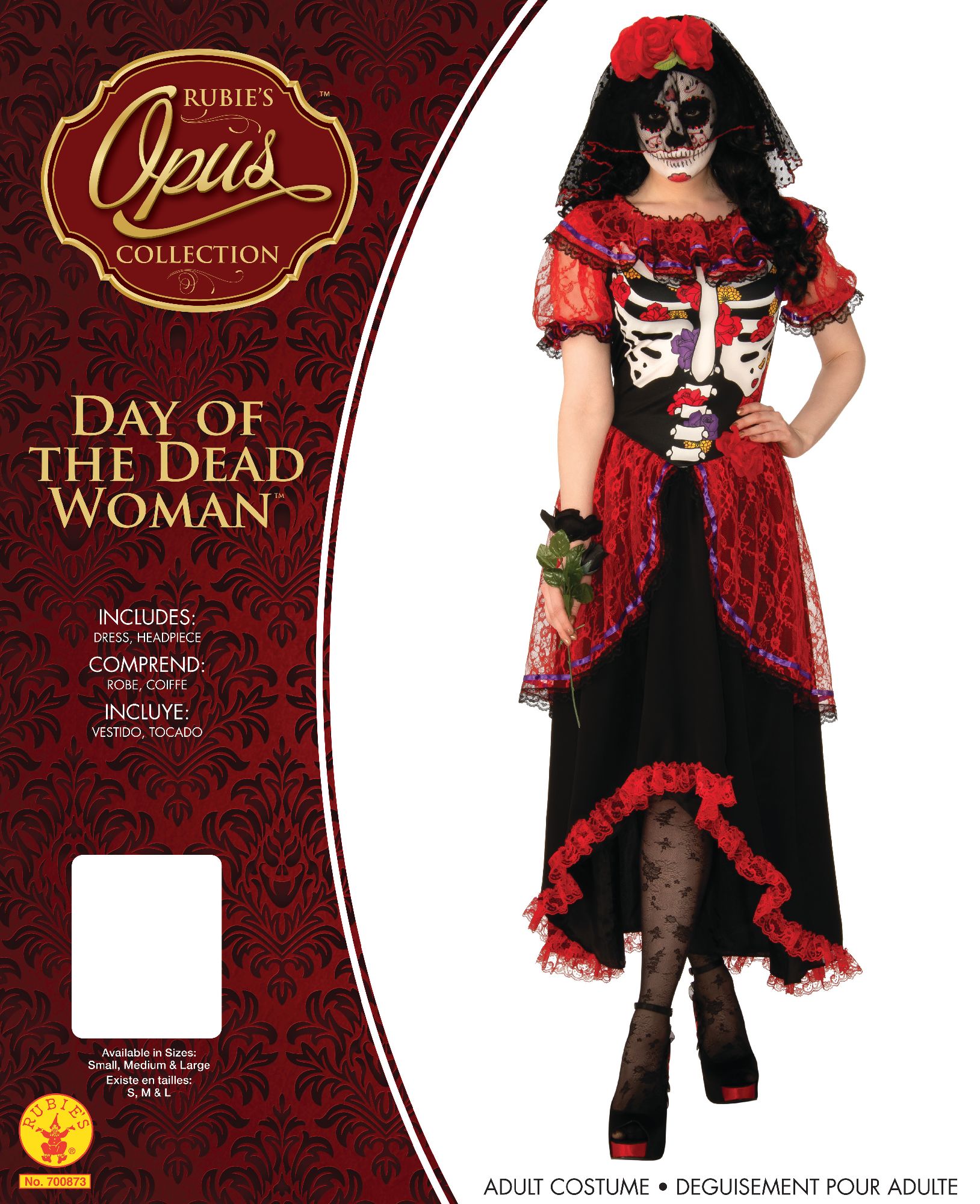 rubies-dia-de-los-muertos-kost-m-damen-rot-lang-spitze image 5
