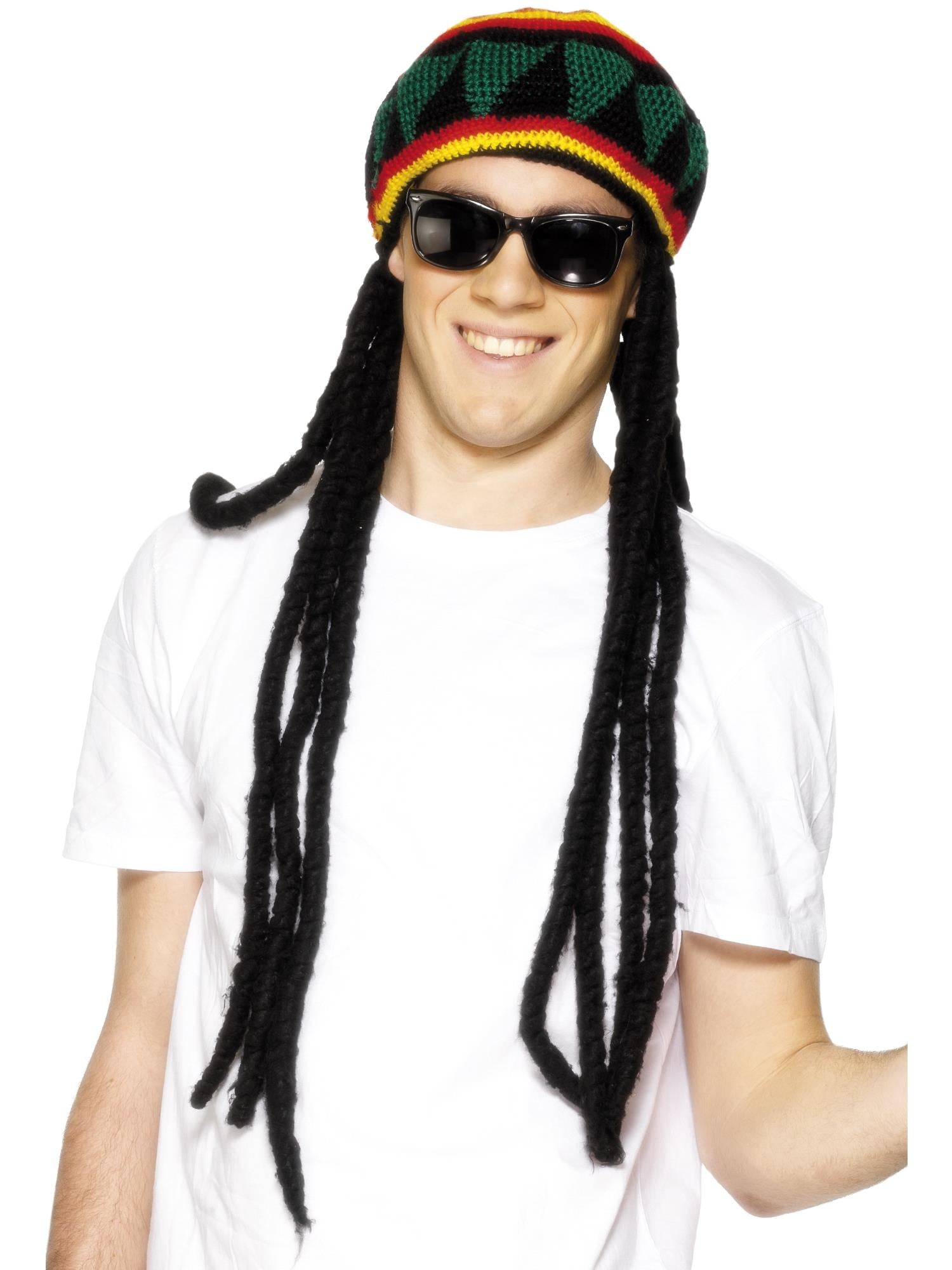 smiffys-fever-rasta-barett-m-tze-mit-dreadlocks-bunt image 1