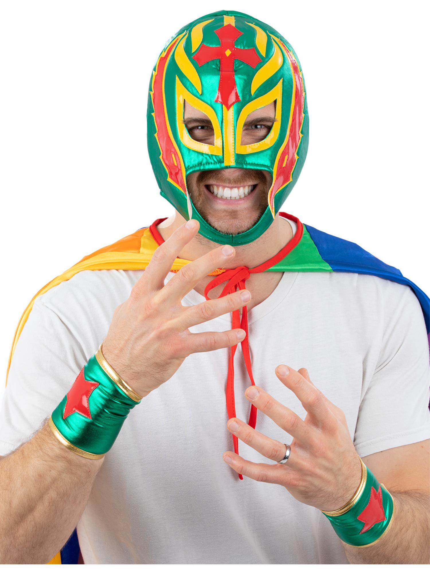 smiffys-fever-mexican-wrestler-kit-maske-bunt image 1