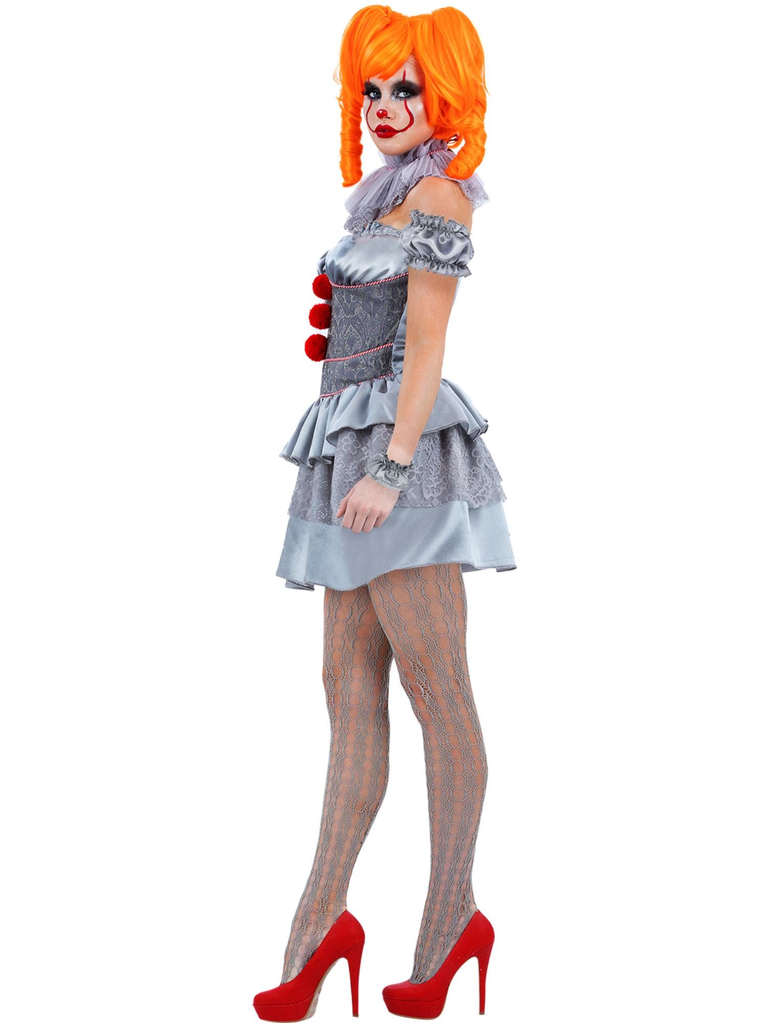 smiffys-fever-pennywise-kleid-kost-m-damen-grau-mit-strumpfhose image 3