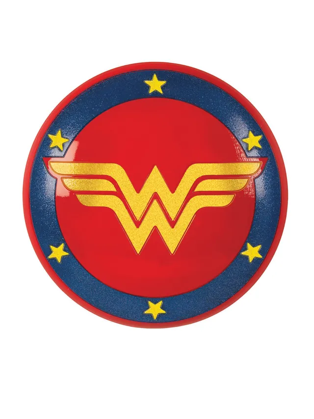 rubies-wonder-woman-glitzer-schild-pvc-rot-blau-sterne image 1