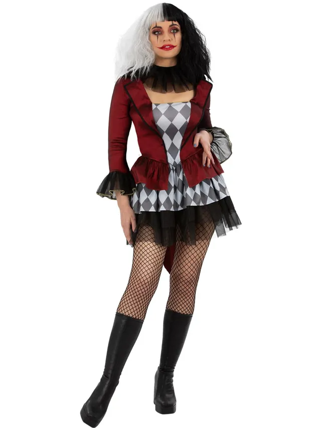 smiffys-fever-evil-jester-kost-m-damen-m-rot-schwarz image 1