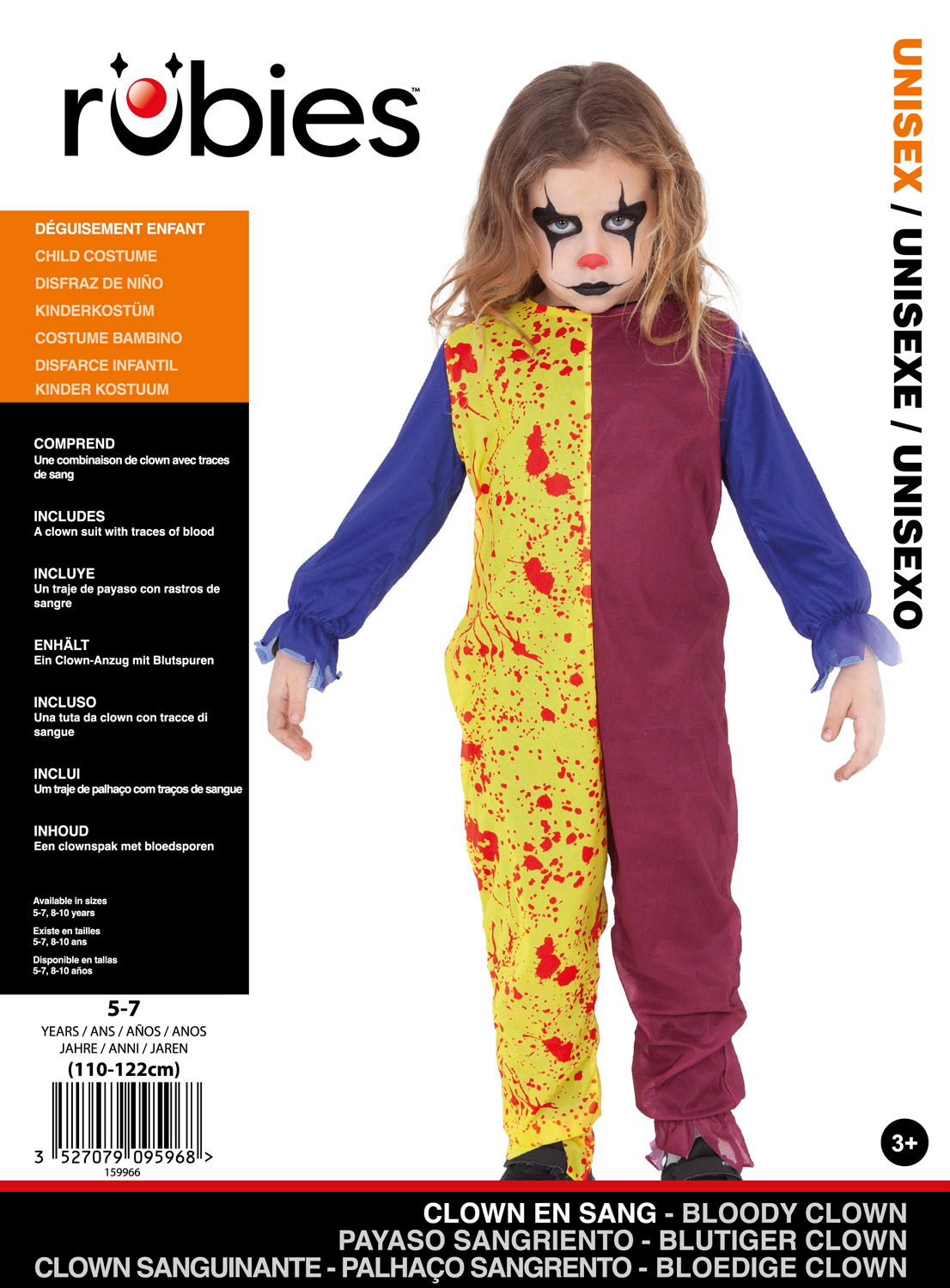 rubies-horror-clown-kost-m-kinder-5-10-jahre-blut-overall image 2